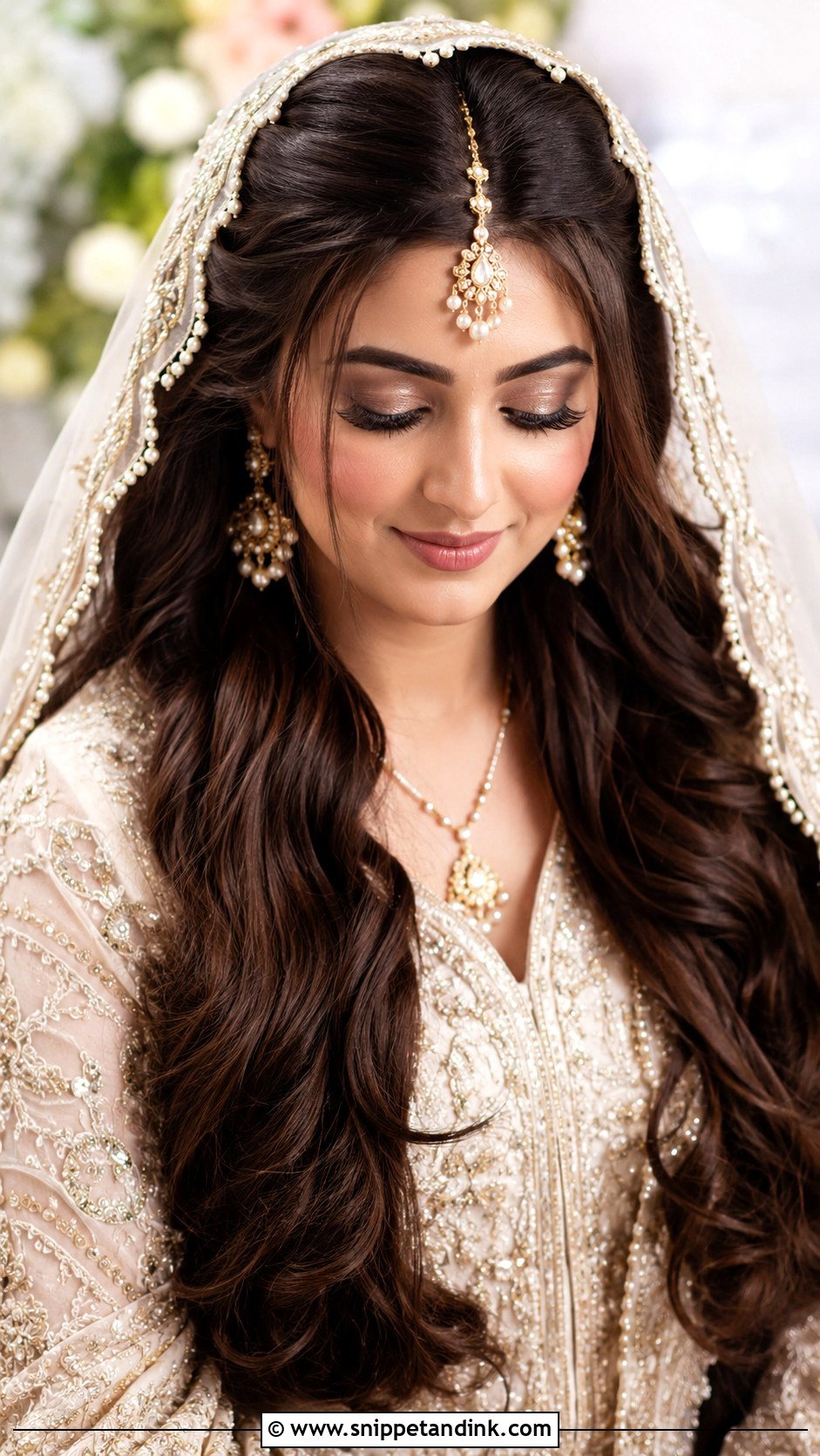 Nikkah Bridal Open Hair With Dupatta - Snippet and Ink - 15 Nikkah Bridal Hairstyles