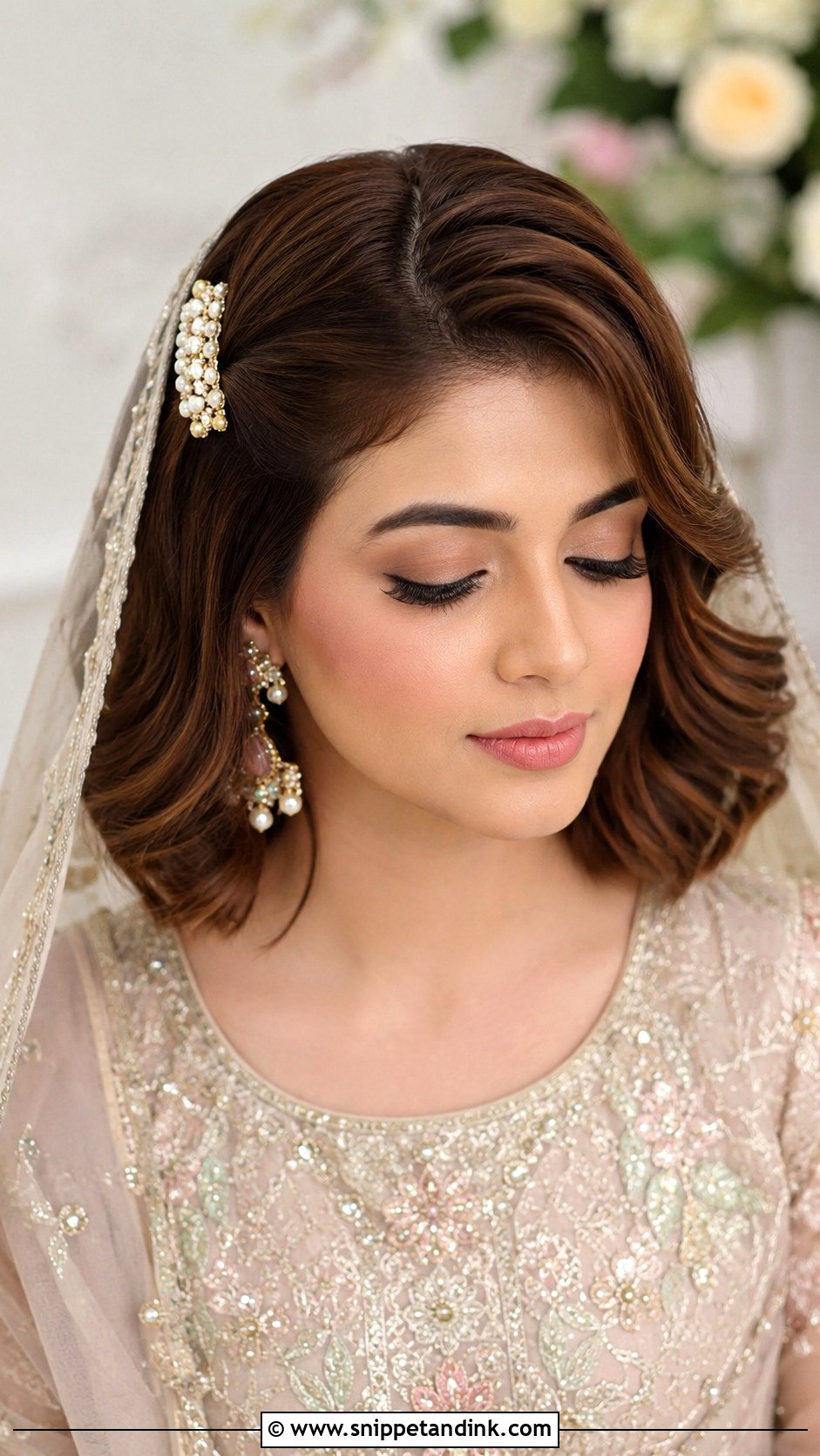 Nikkah Bridal Short Hair Waves - Snippet and Ink - 15 Nikkah Bridal Hairstyles