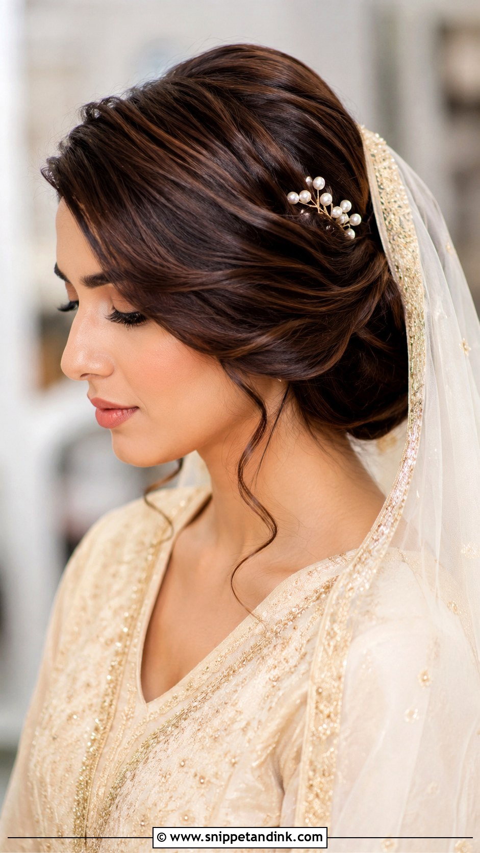 Nikkah Bridal Side Part Bun - Snippet and Ink - 15 Nikkah Bridal Hairstyles