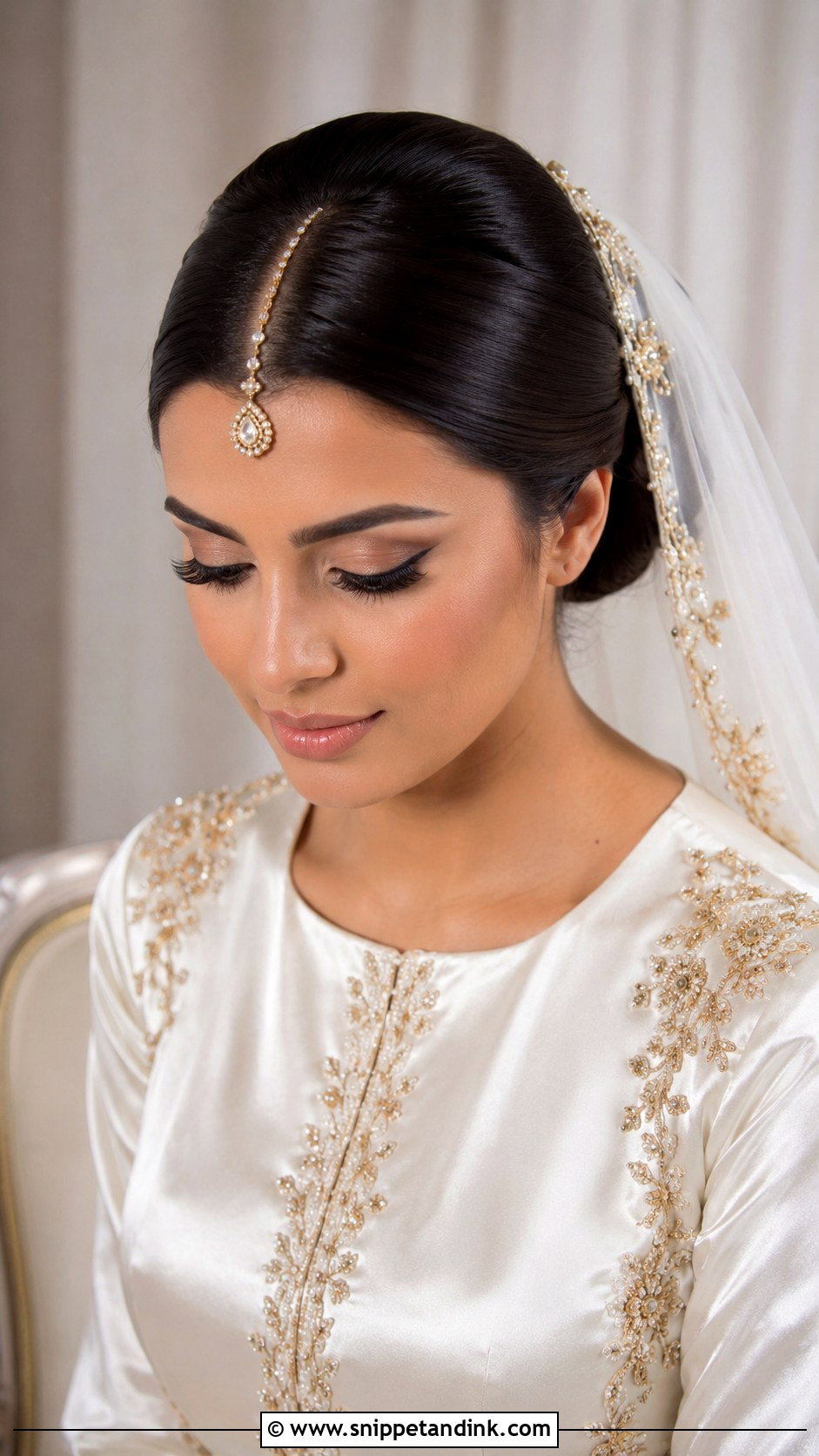 Nikkah Bridal Sleek Bun - Snippet and Ink - 15 Nikkah Bridal Hairstyles