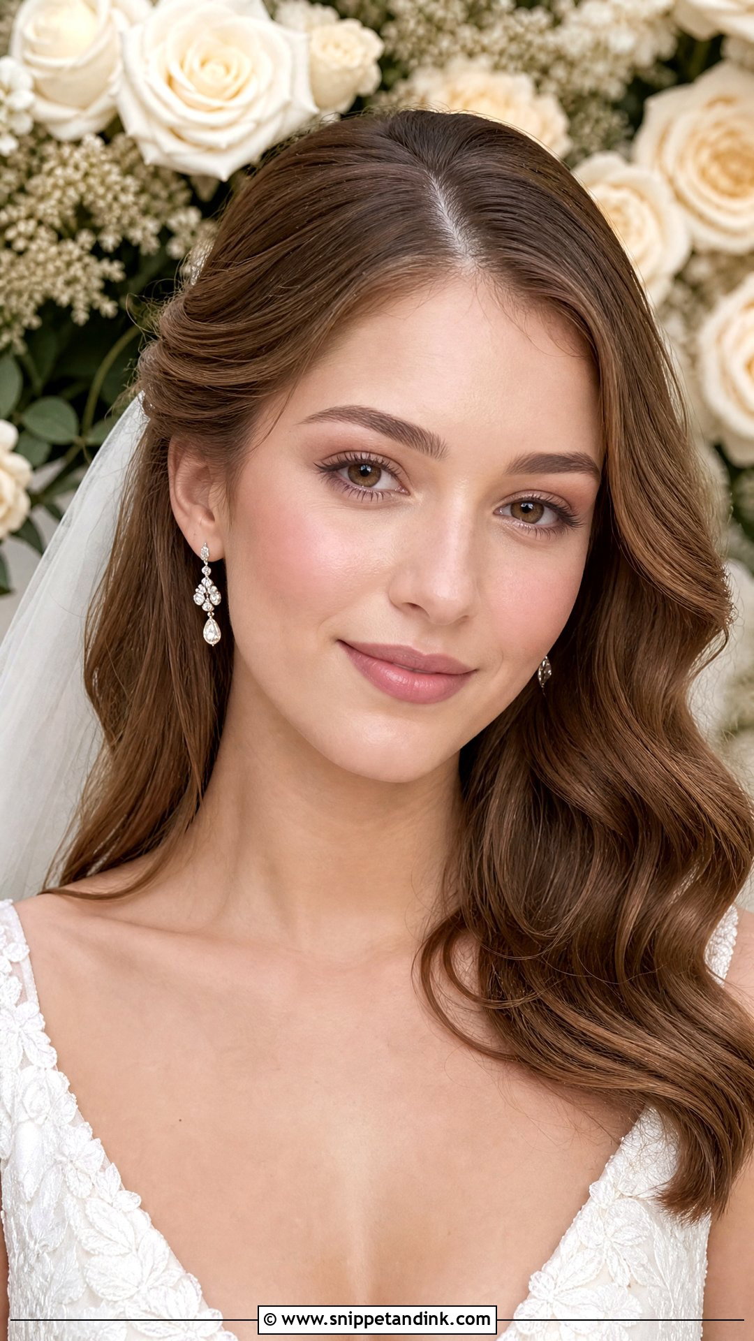 No Makeup Bridal Look With Rose Nude Lips - Snippet and Ink - 20 No Makeup Makeup Bridal Ideas