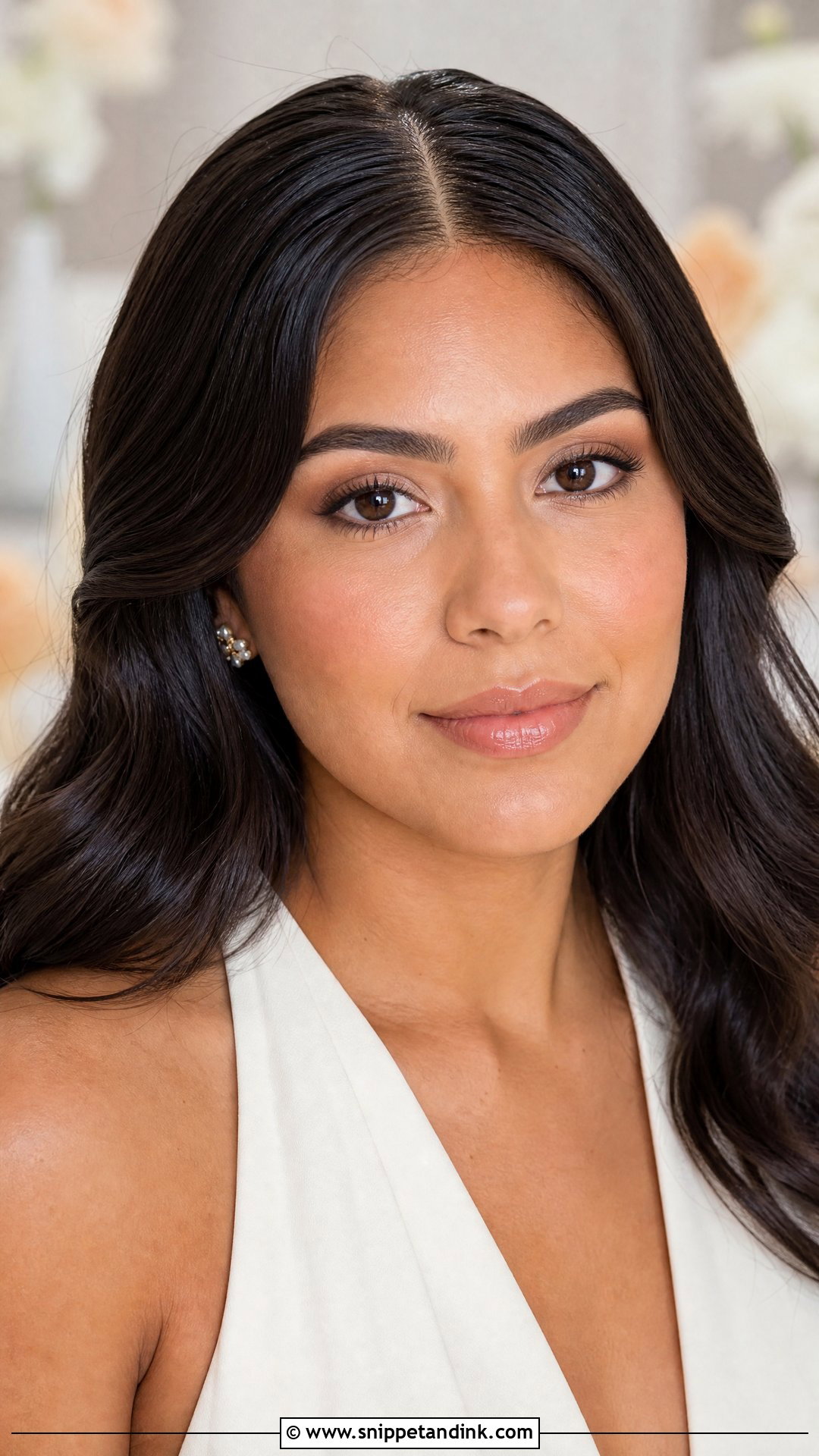 No Makeup Bride With Glossy Lips - Snippet and Ink - 20 No Makeup Look Bride Ideas
