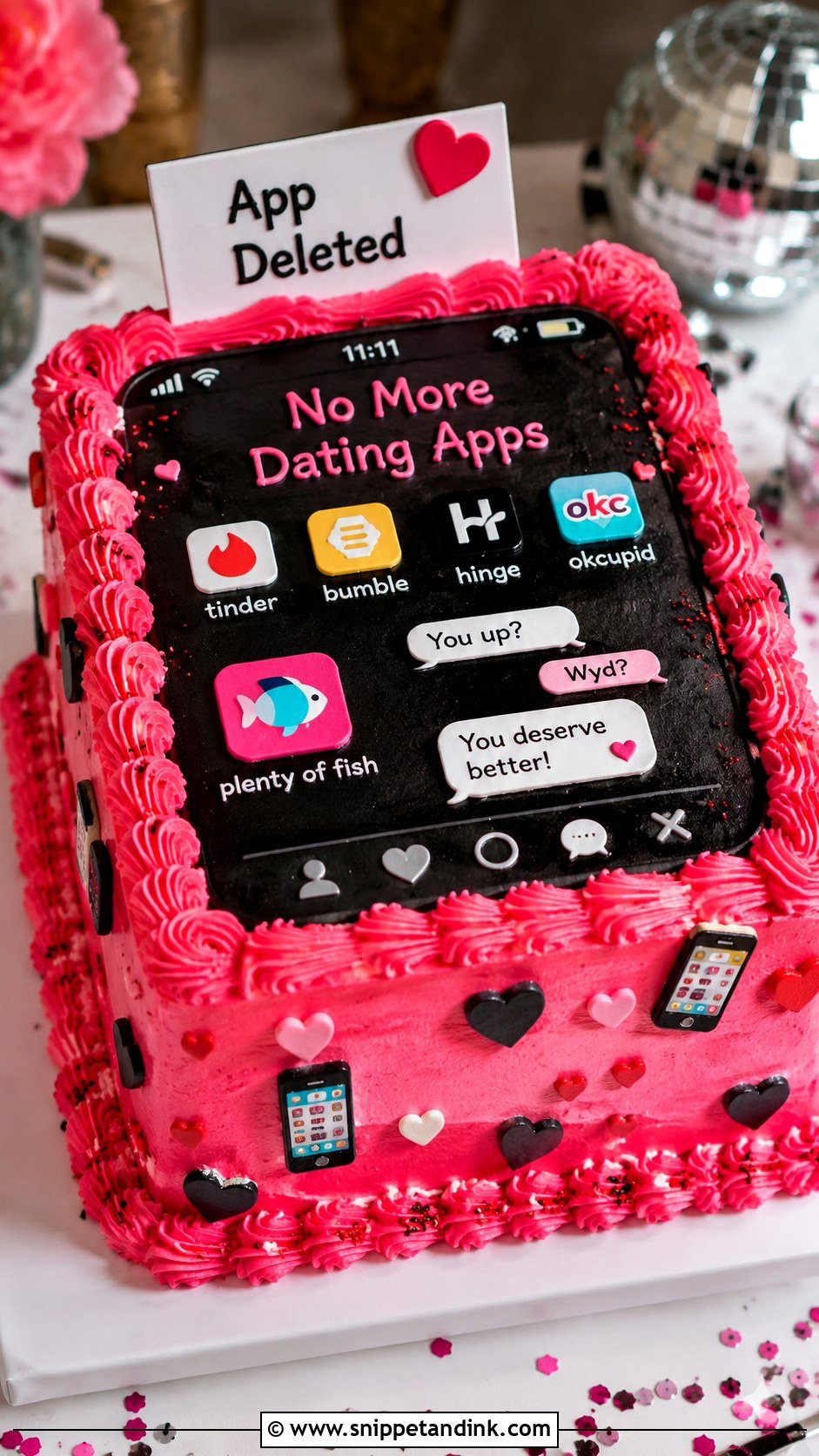 No More Dating Apps Cake - Snippet and Ink - 20 Funny Bachelorette Cake Ideas for Wedding