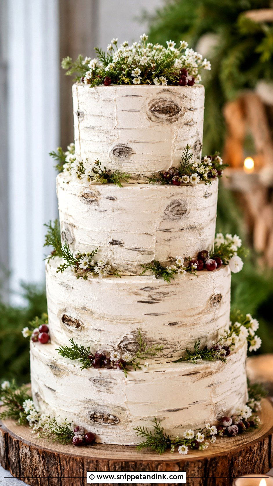 Nordic Birch Wedding Cake - Snippet and Ink - 20 Nordic Wedding Cake Ideas