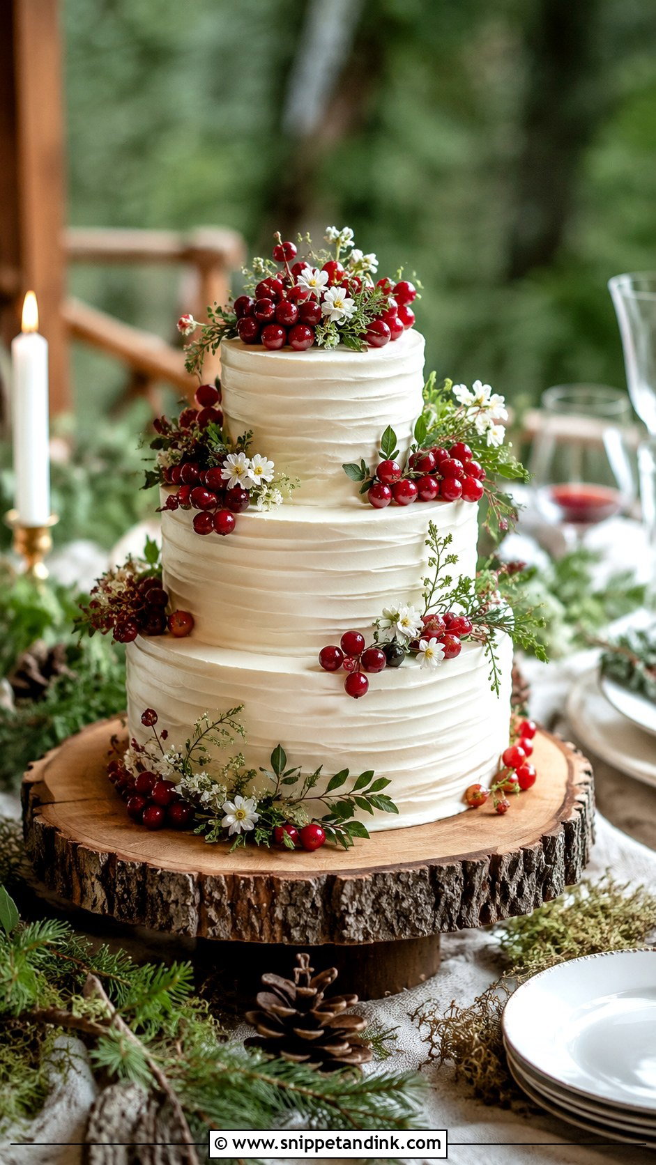 Nordic Lingonberry Wedding Cake - Snippet and Ink - 20 Nordic Wedding Cake Ideas