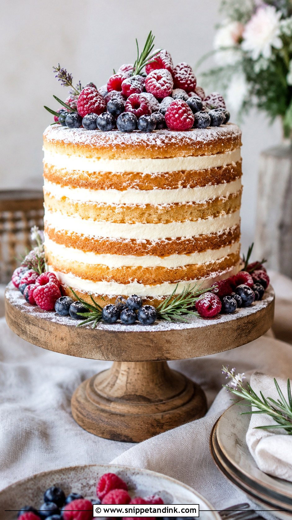 Nordic Naked Wedding Cake - Snippet and Ink - 20 Nordic Wedding Cake Ideas