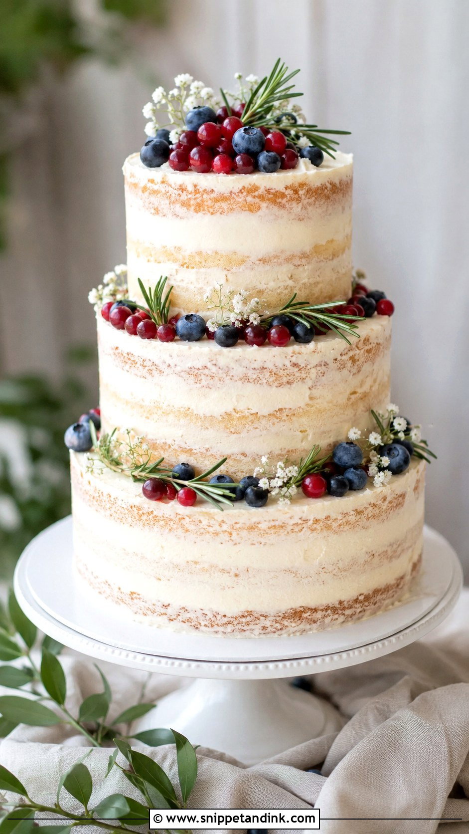 Nordic Semi Naked Wedding Cake - Snippet and Ink - 20 Nordic Wedding Cake Ideas
