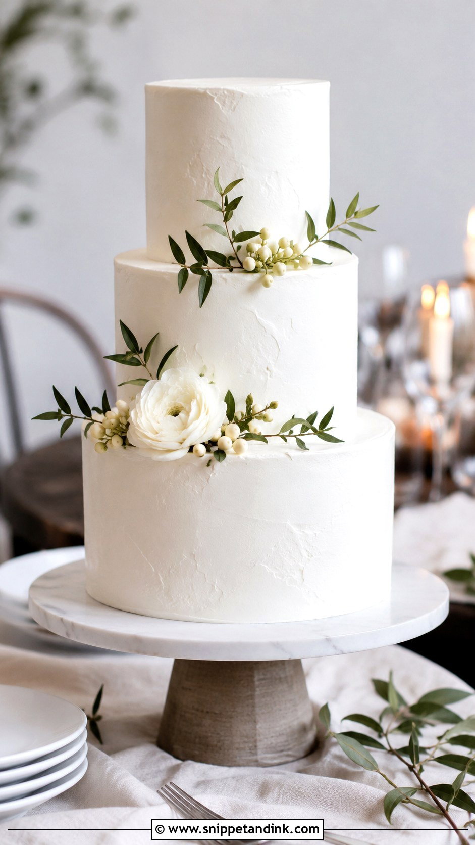 Nordic White Buttercream Wedding Cake - Snippet and Ink - 20 Nordic Wedding Cake Ideas