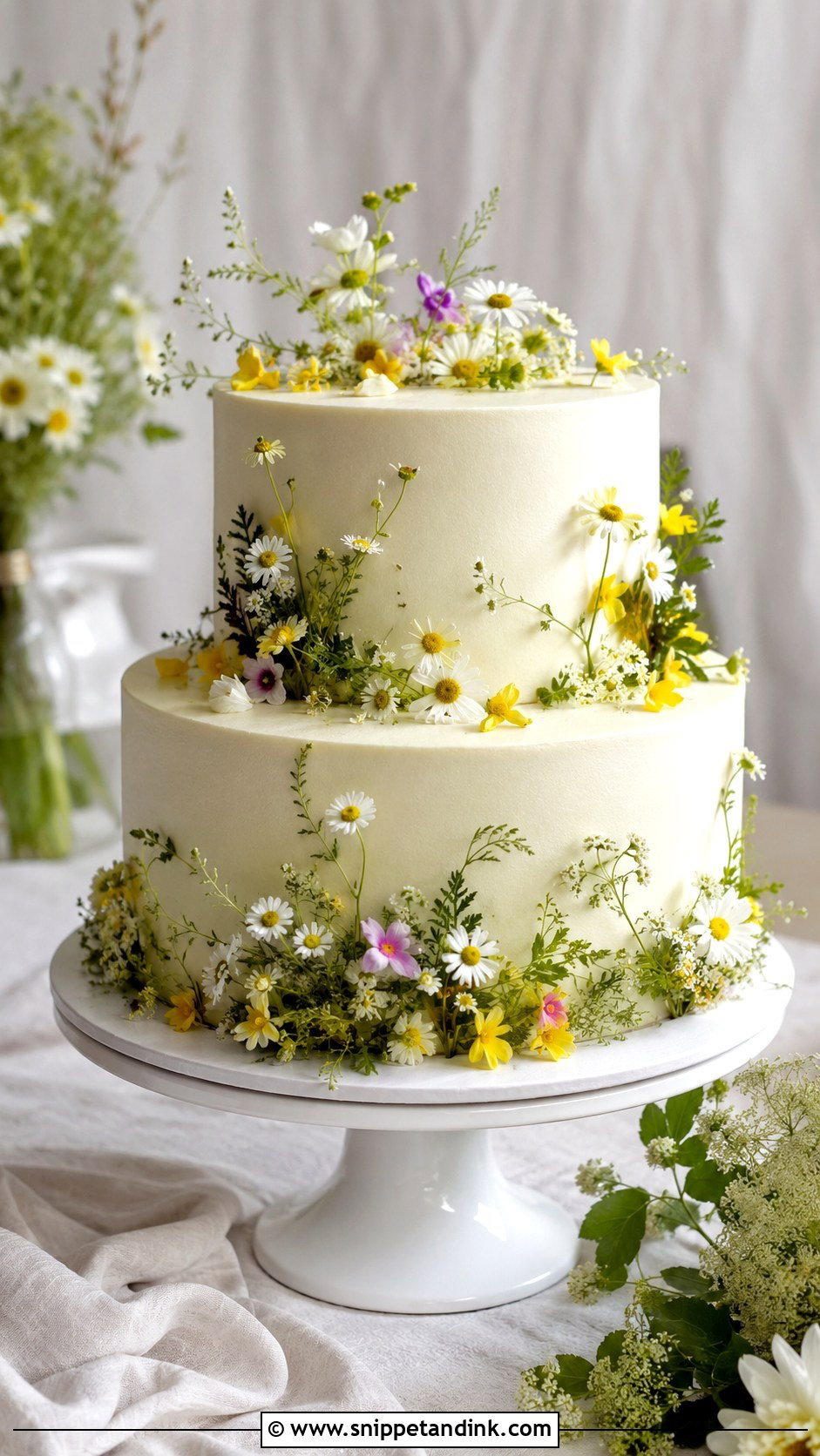 Nordic Wildflower Wedding Cake - Snippet and Ink - 20 Nordic Wedding Cake Ideas