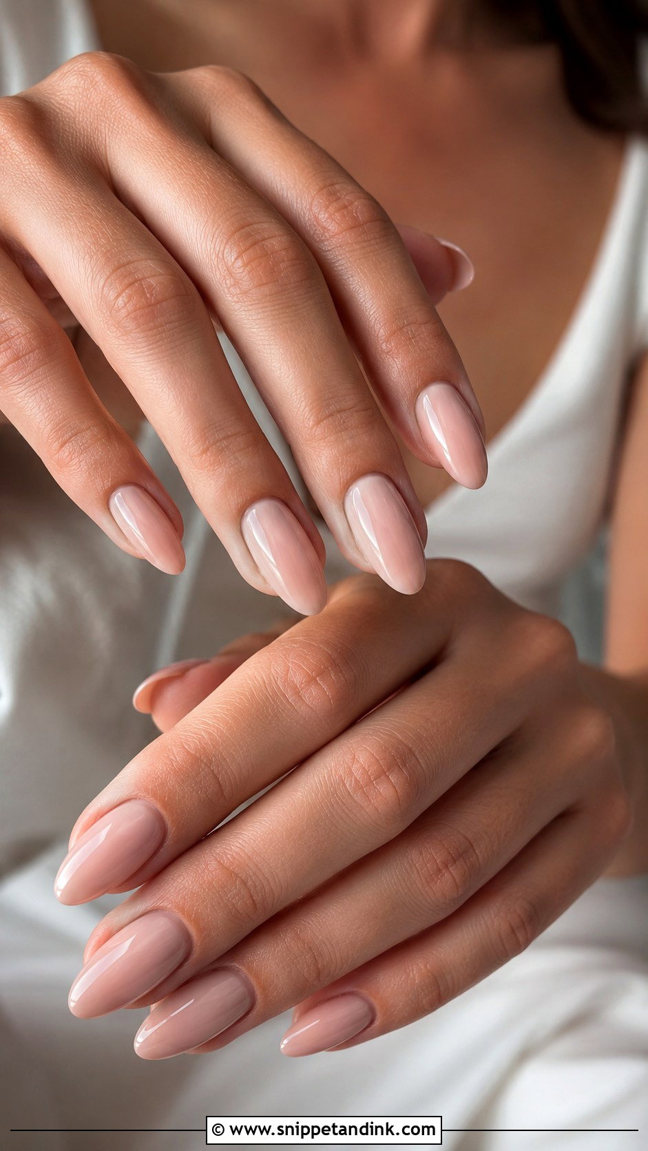 Nude Almond Wedding Nails - Snippet and Ink - 20 Almond Wedding Nail Inspo for Bride Ideas