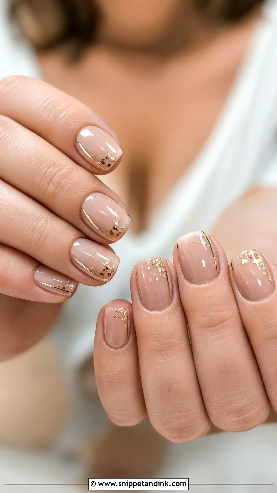Nude And Gold Bridal Nails - Snippet and Ink - 20 Gold Bridal Nails