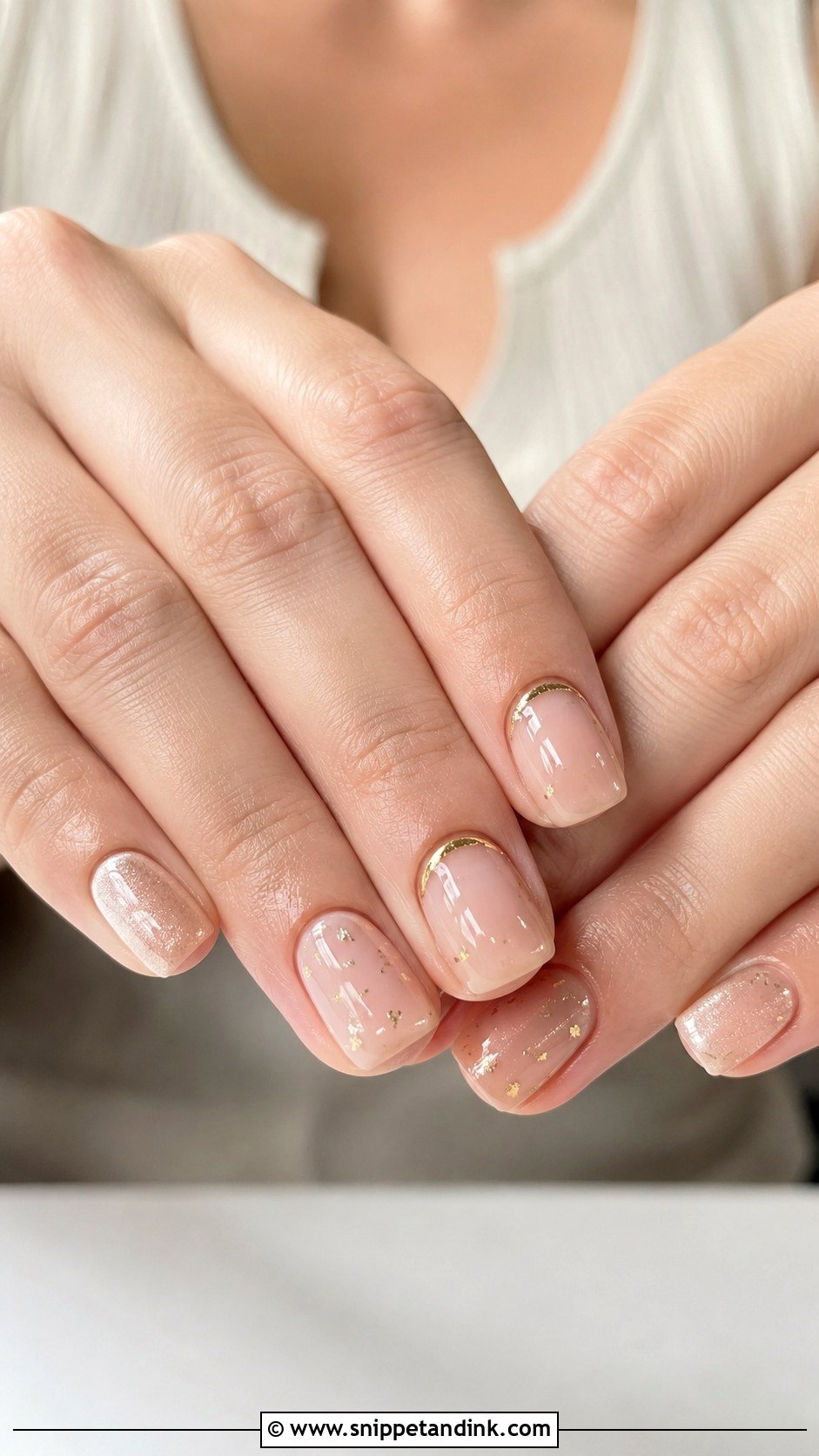 Nude And Gold Wedding Nails - Snippet and Ink - 20 Wedding Nails with Gold