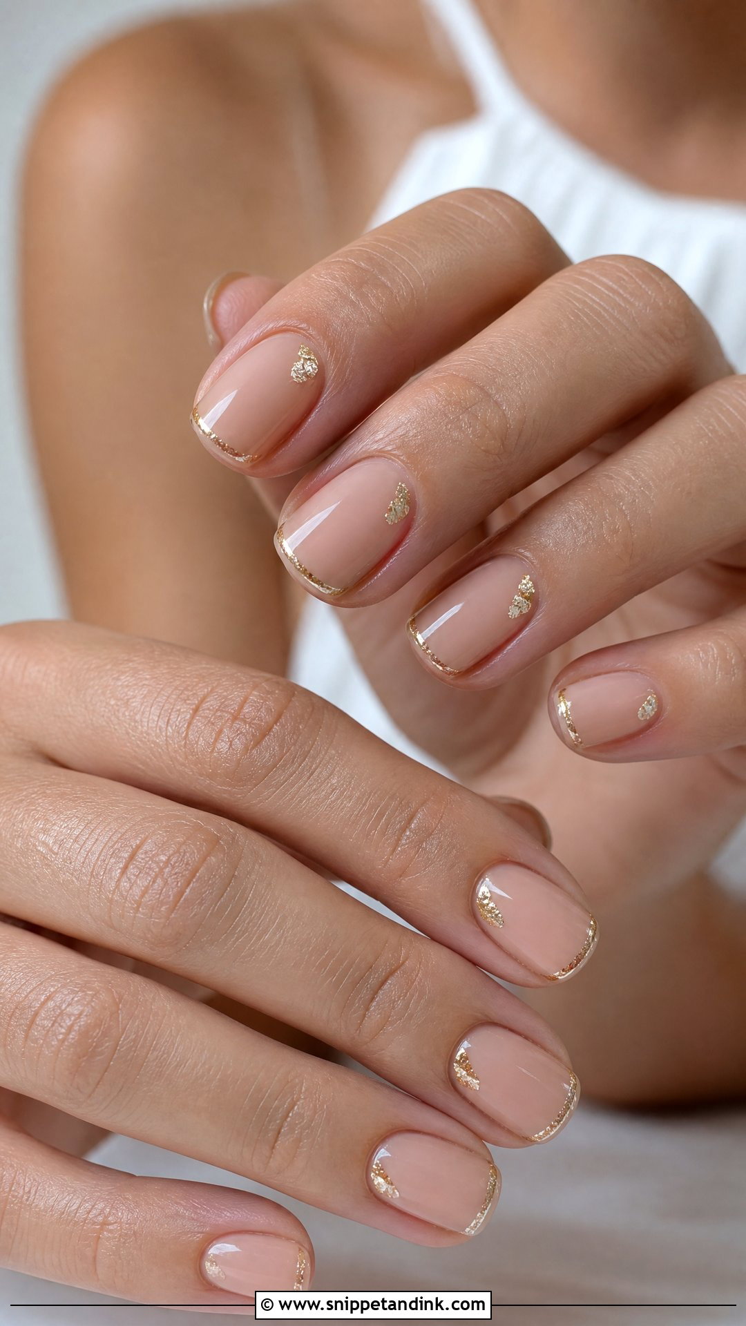 Nude And Gold Wedding Nails - Snippet and Ink - 25 Gold Wedding Nails