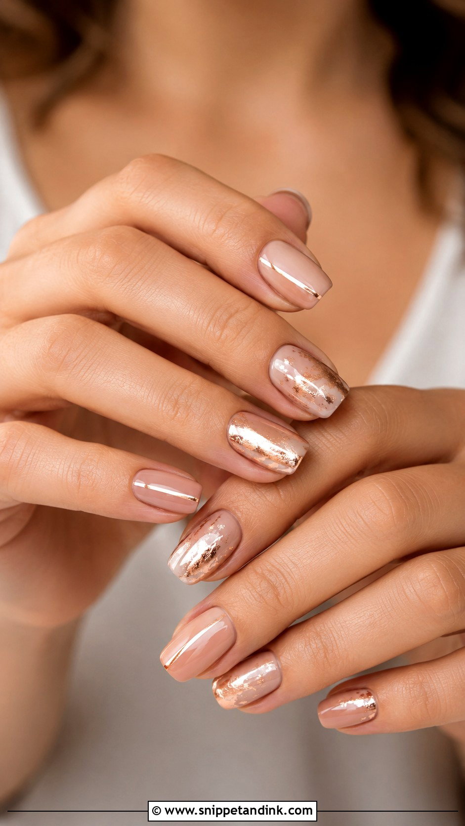 Nude And Rose Gold Wedding Nails - Snippet and Ink - 20 Rose Gold Wedding Nails