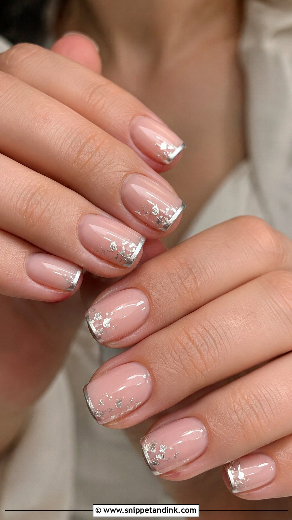 Nude And Silver Wedding Nails - Snippet and Ink - 20 Silver Wedding Nails