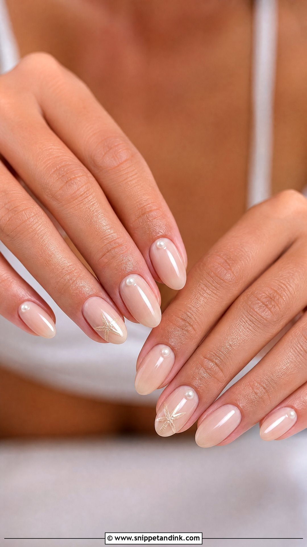 Nude Beach Wedding Nails With Pearls - Snippet and Ink - 25 Beach Wedding Nails