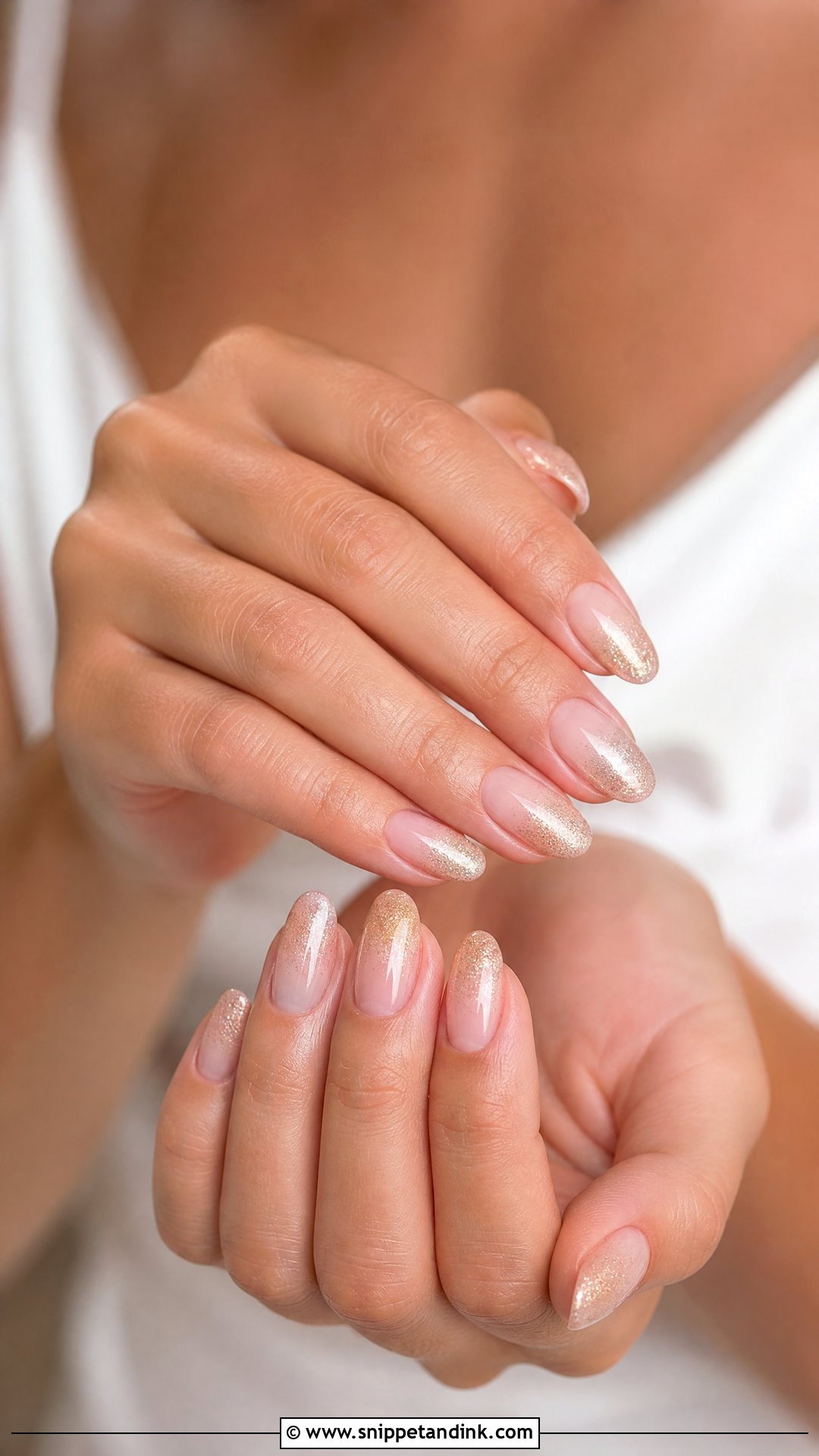 Nude Bridal Nails With Fine Glitter Ombre - Snippet and Ink - 25 Bridal Nail Art Designs
