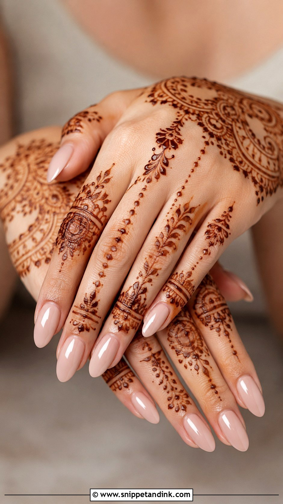 Nude Bridal Nails With Mehendi - Snippet and Ink - 20 Bridal Nails with Mehendi