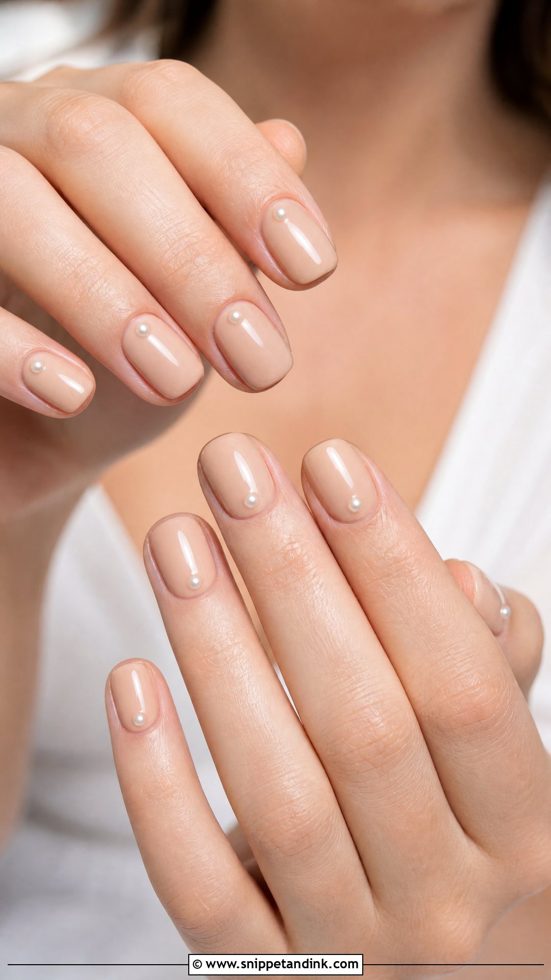 Nude Bridal Nails With Pearl Accents - Snippet and Ink - 25 Bridal Nails with Pearls