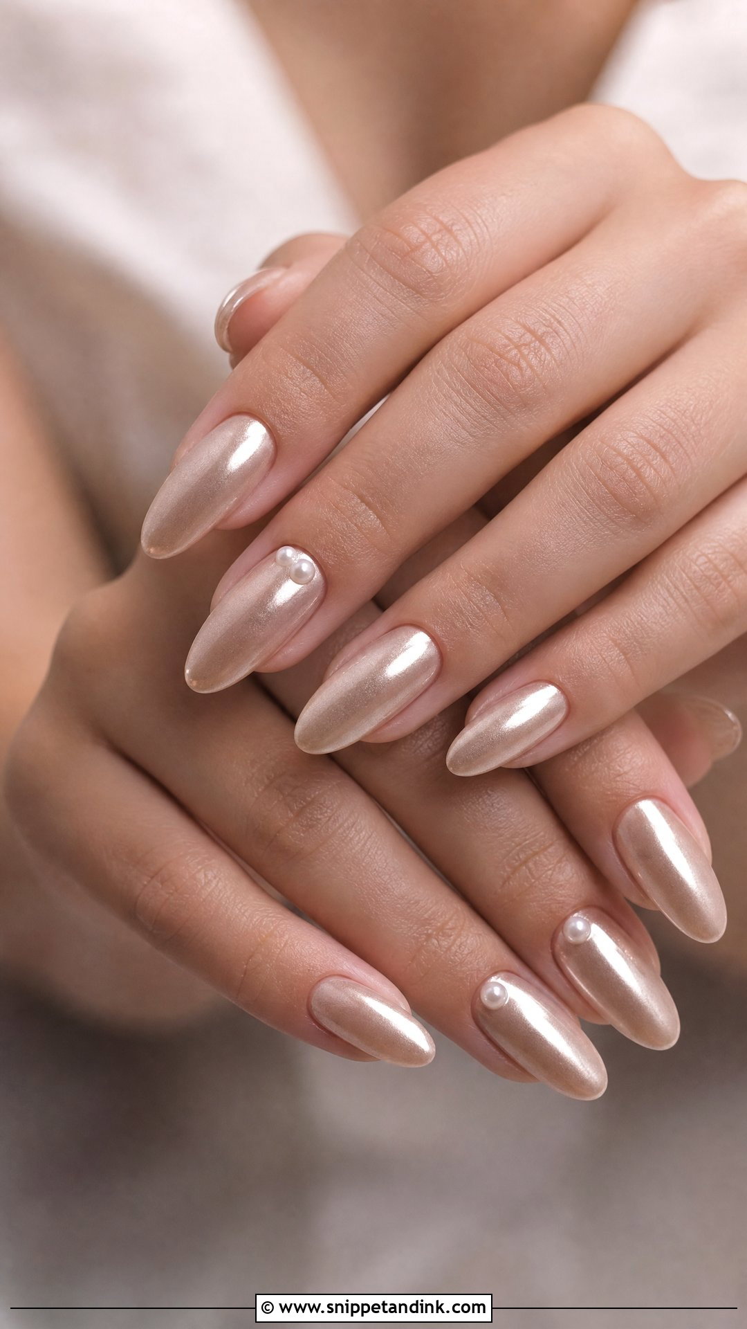 Nude Bridesmaid Nails With Pearl Accents - Snippet and Ink - 20 Nails for a Wedding Bridesmaid