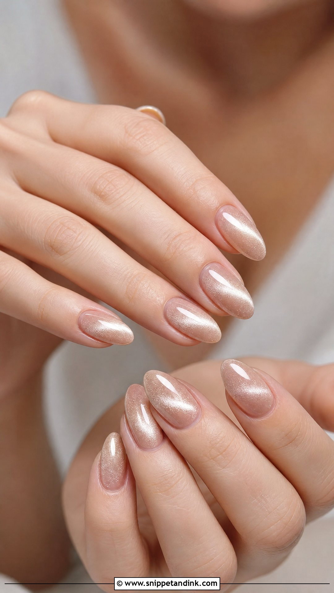 Nude Cat Eye Bridal Nails - Snippet and Ink - 25 Nude Bridal Nails