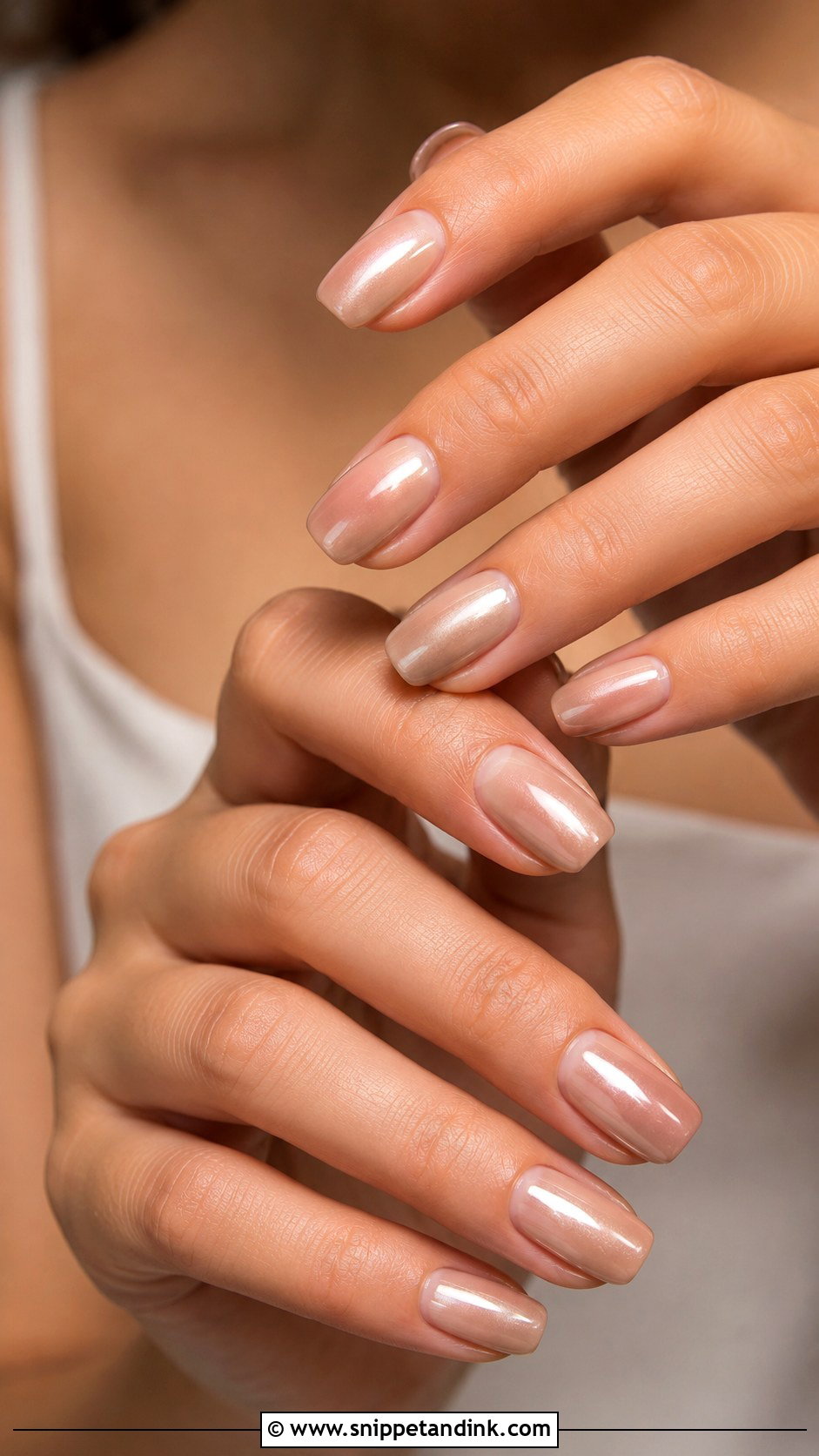 Nude Chrome Bride Nails - Snippet and Ink - 20 Bride Chrome Nails