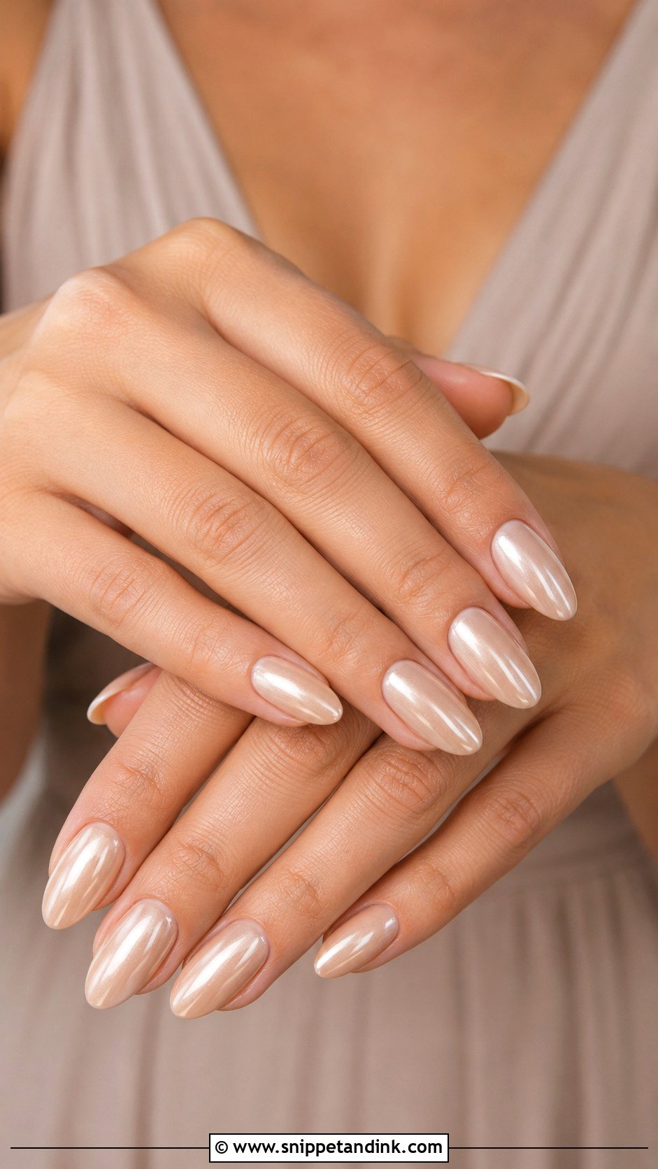 Nude Chrome Bridesmaid Nails - Snippet and Ink - 20 Wedding Day Nails for Bridesmaids