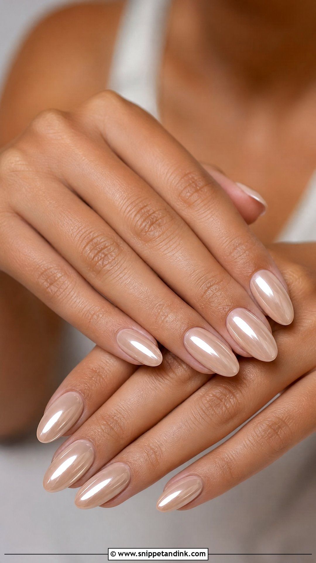 Nude Chrome Wedding Guest Nails - Snippet and Ink - 35 Wedding Guest Nails