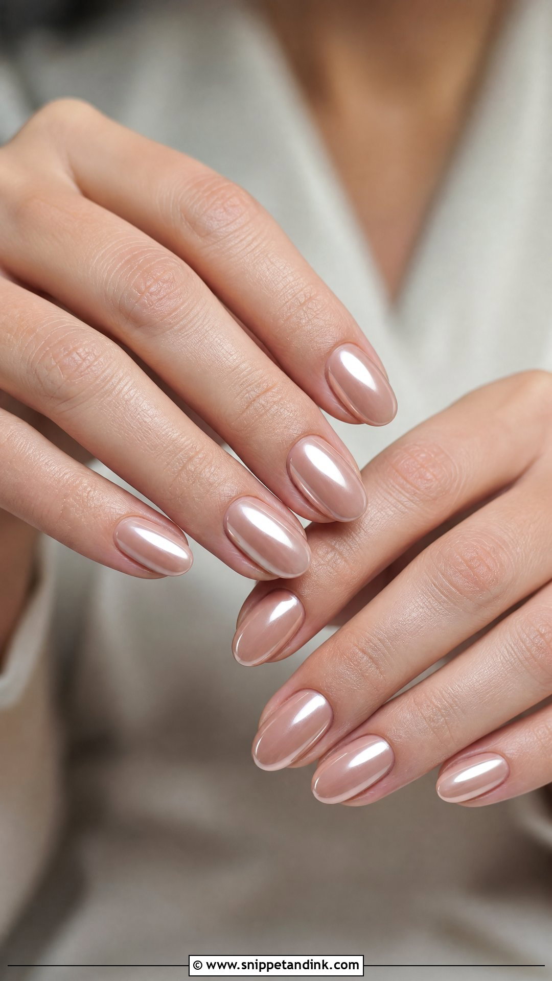Nude Chrome Wedding Guest Nails - Snippet and Ink - 20 Cute Nails for Wedding Guest