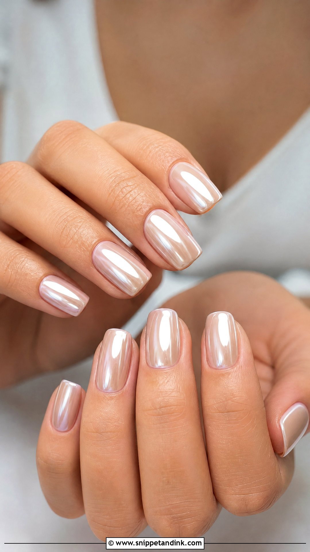Nude Chrome Wedding Nails - Snippet and Ink - 25 Cute Wedding Nails