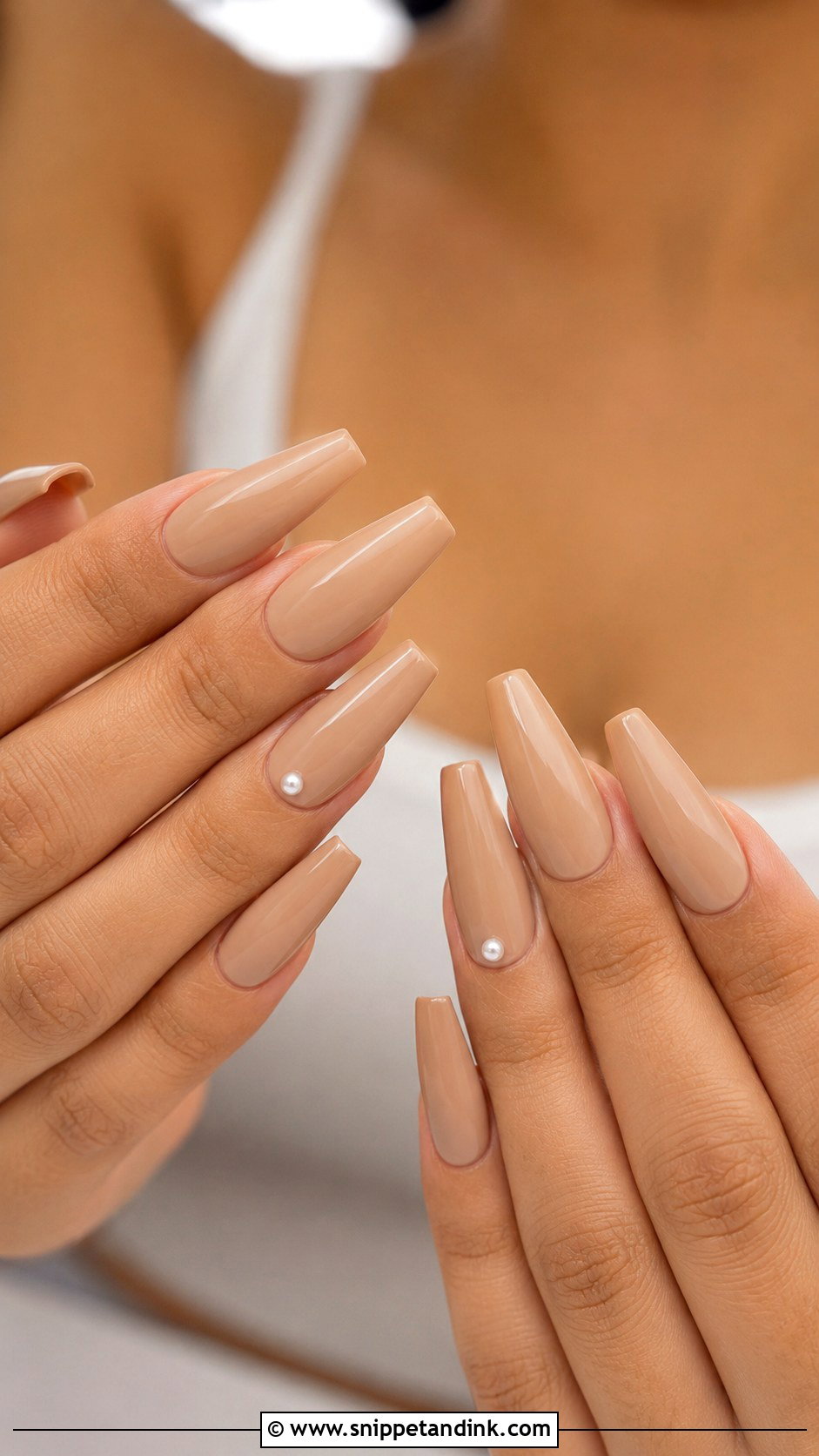 Nude Coffin Nail Extensions - Snippet and Ink - 20 Nail Extension for Wedding Ideas