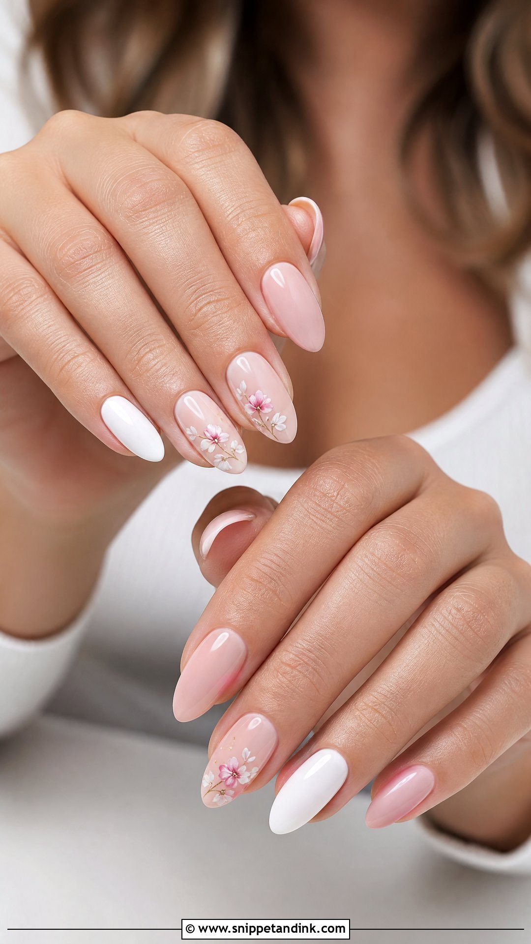 Nude Floral Accent Nails - Snippet and Ink - 20 Summer Wedding Guest Nails