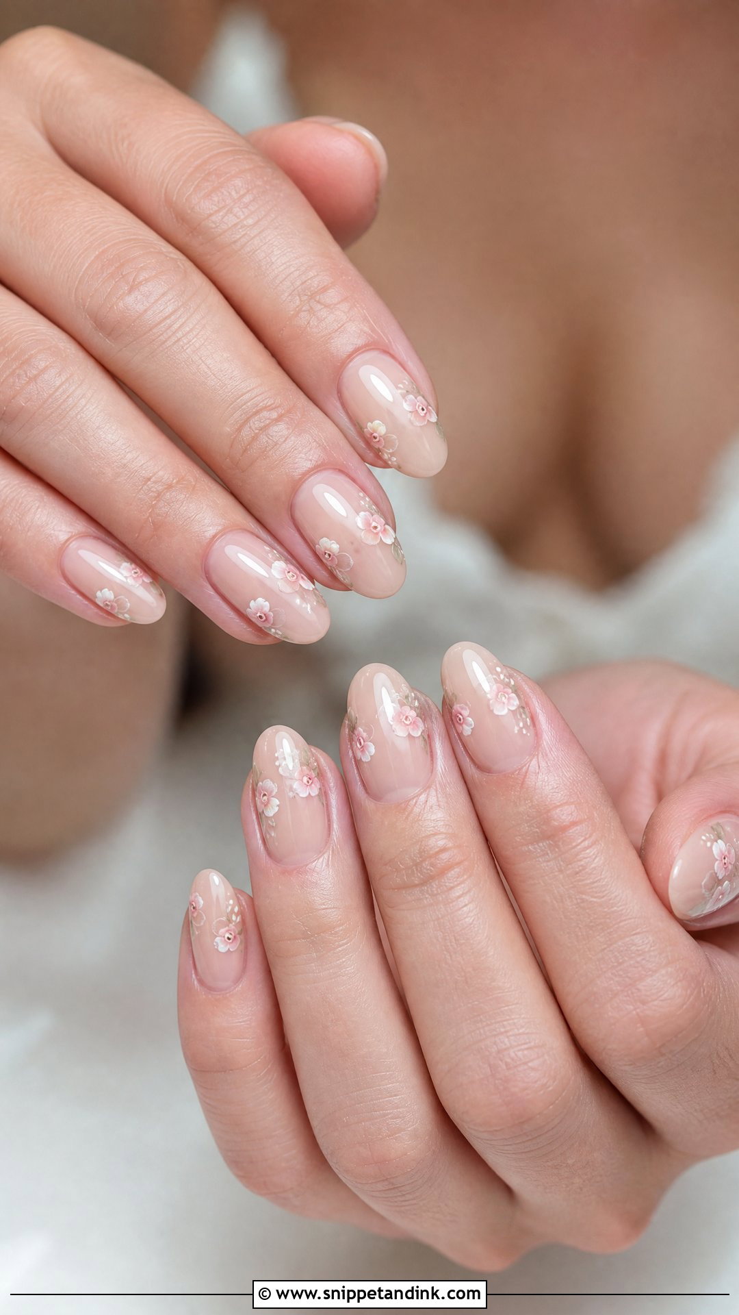 Nude Floral Bridal Nails - Snippet and Ink - 25 Nude Bridal Nails