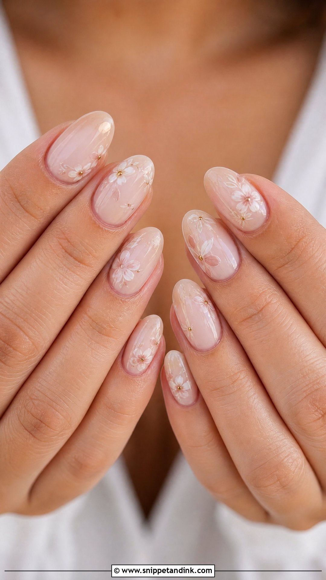 Nude Floral Wedding Nails - Snippet and Ink - 20 Nude Wedding Nails for Bride