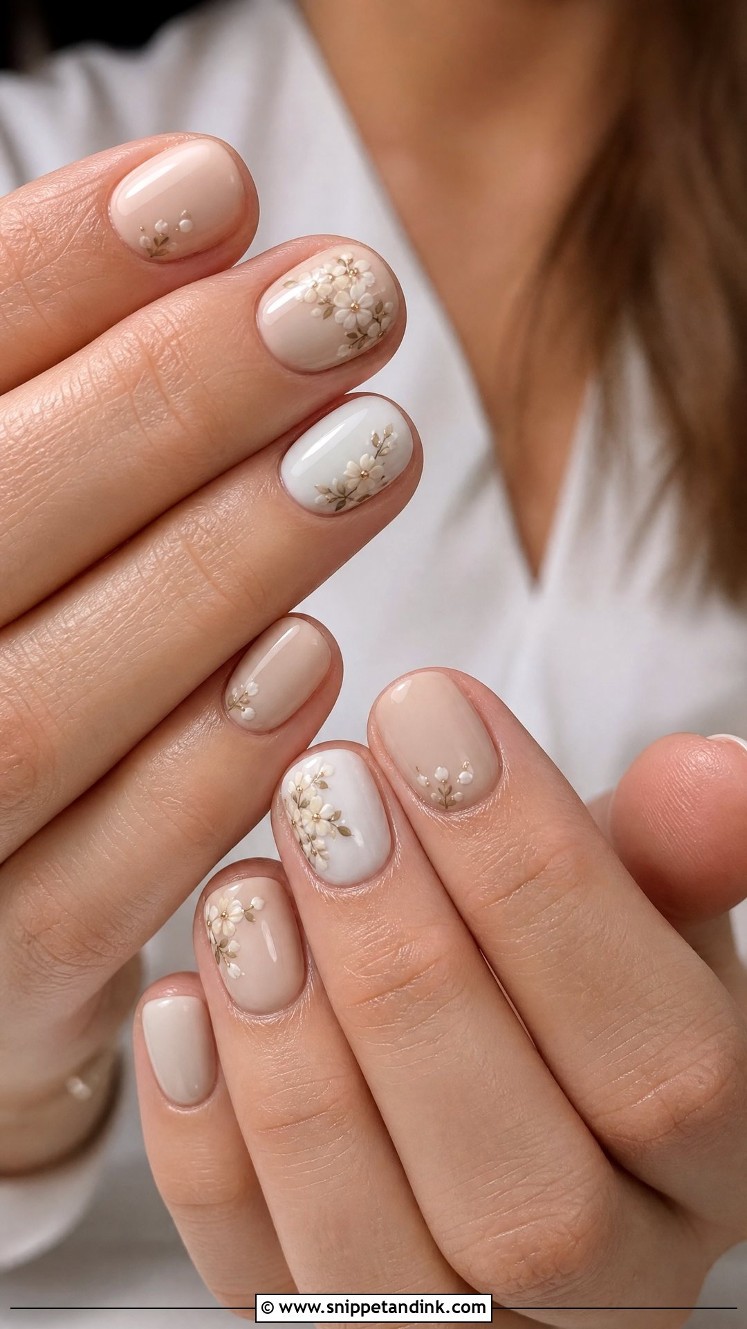 Nude Floral Wedding Nails - Snippet and Ink - 25 Floral Wedding Nails