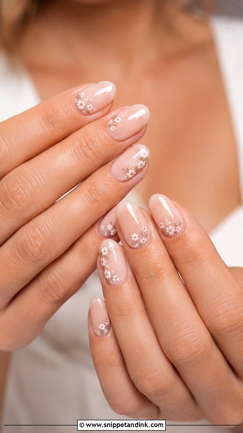 Nude Floral Wedding Nails - Snippet and Ink - 30 Simple Wedding Nails for Bride