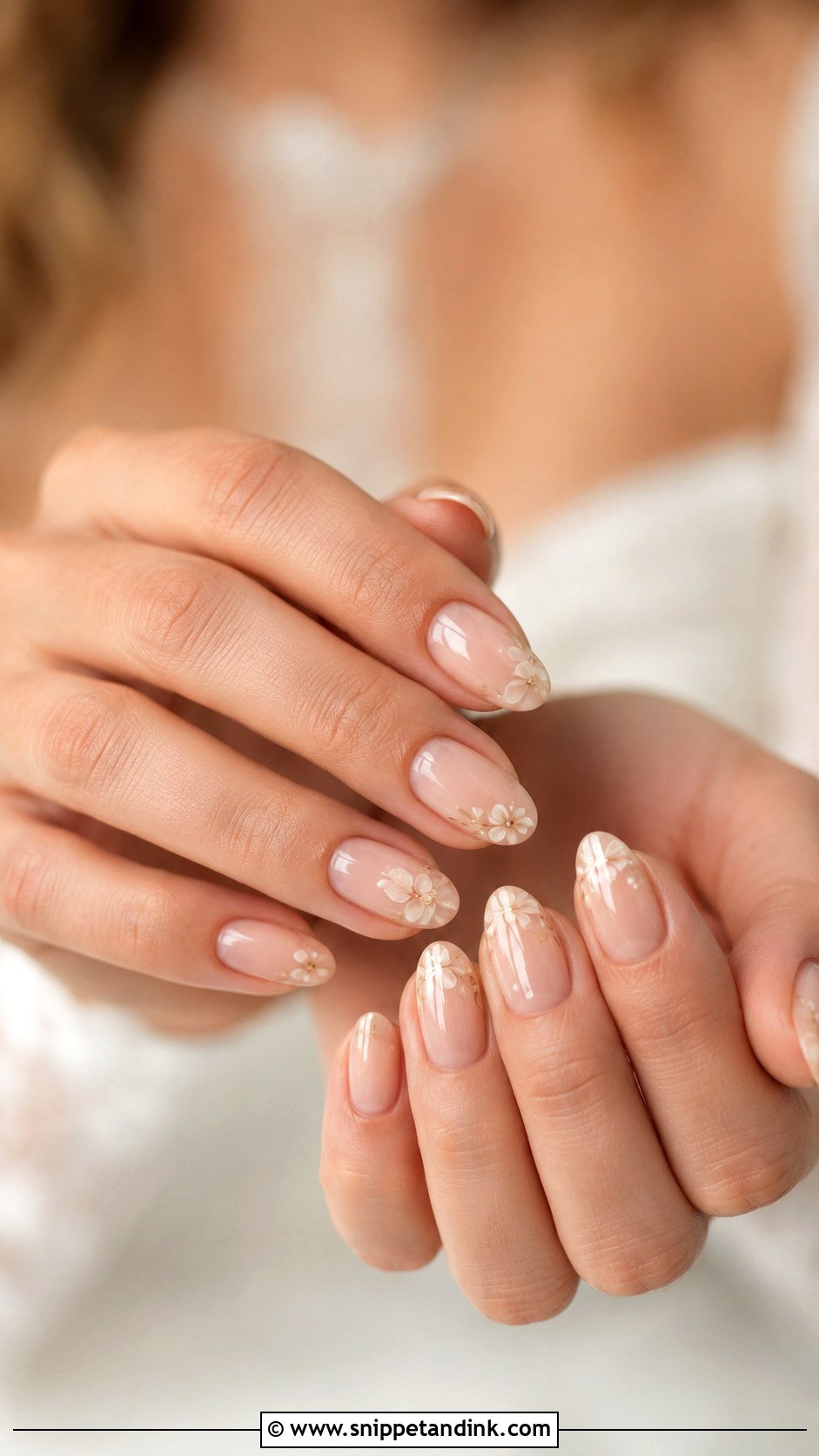 Nude Floral Wedding Nails - Snippet and Ink - 20 Floral Wedding Nails for Bride