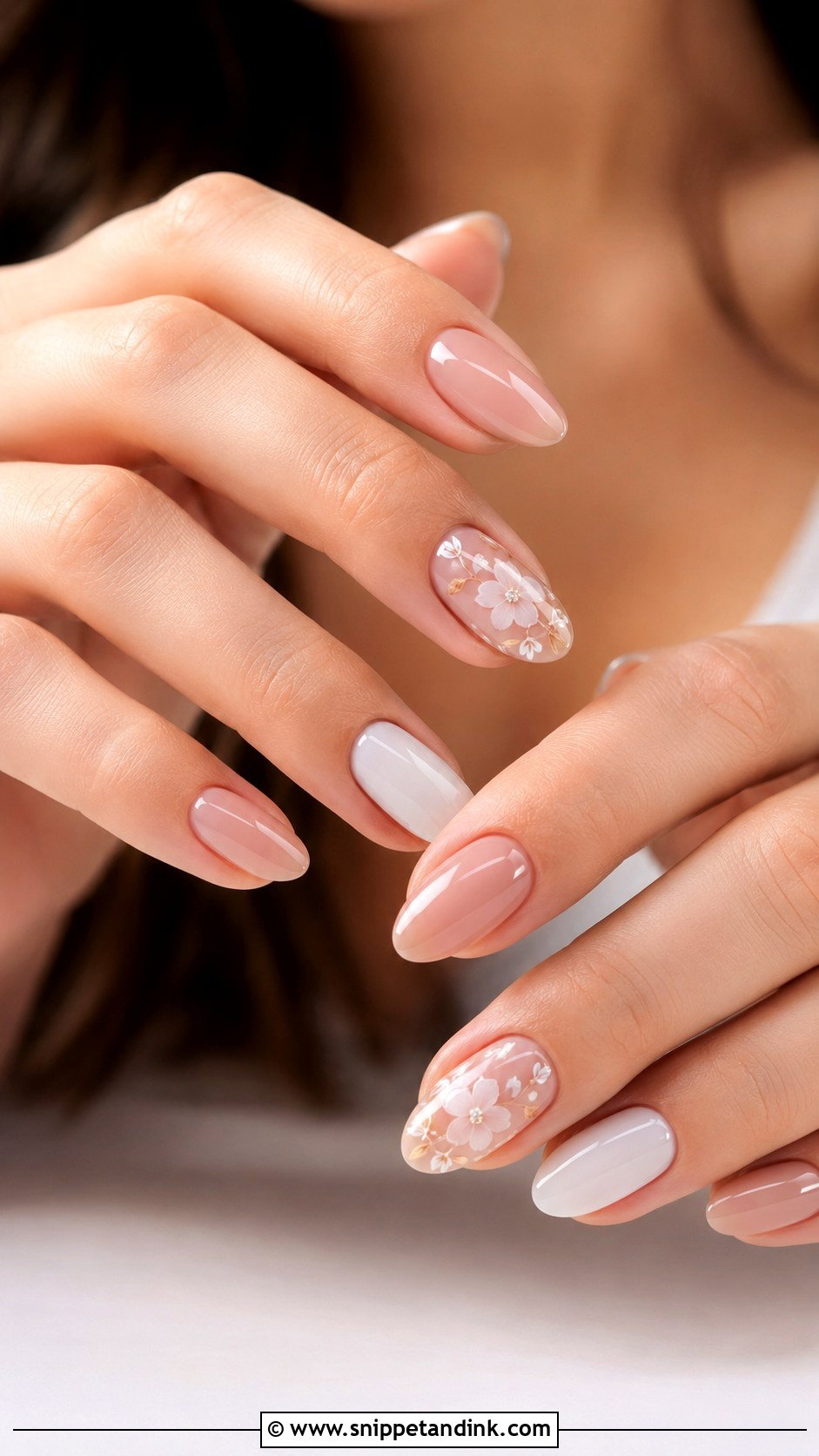 Nude Flower Wedding Nails - Snippet and Ink - 20 Flower Wedding Nails