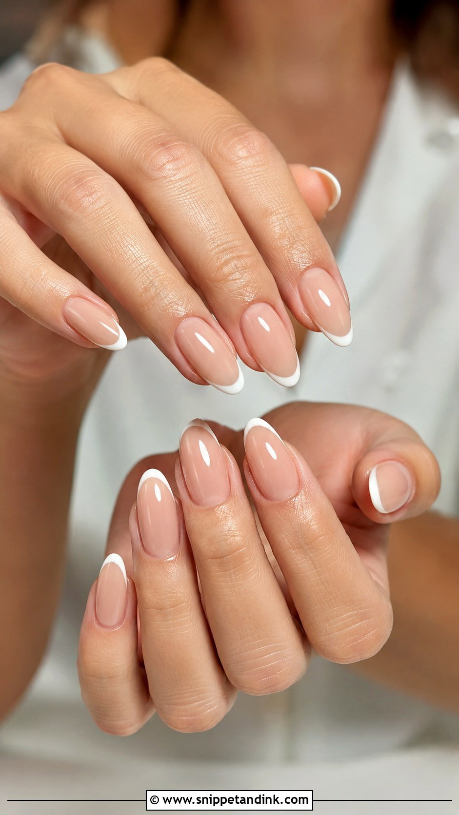 Nude French Almond Wedding Guest Nails - Snippet and Ink - 20 Almond Wedding Guest Nails Ideas