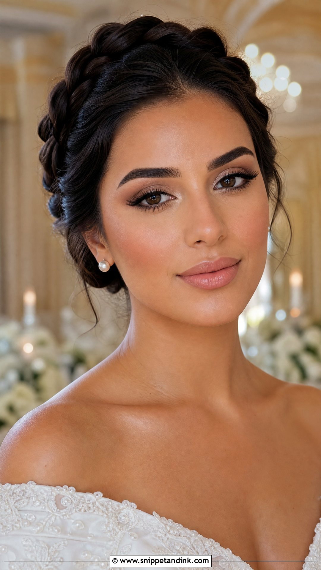 Nude Glam Makeup With Braided Updo - Snippet and Ink - 20 Braid Makeup Wedding Ideas