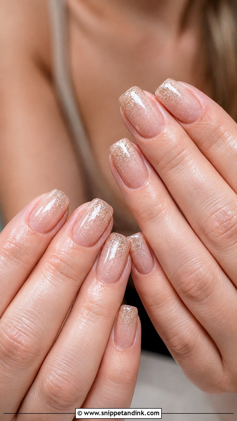 Nude Glitter Anniversary Nails - Snippet and Ink - 20 Wedding Anniversary Nails Ideas