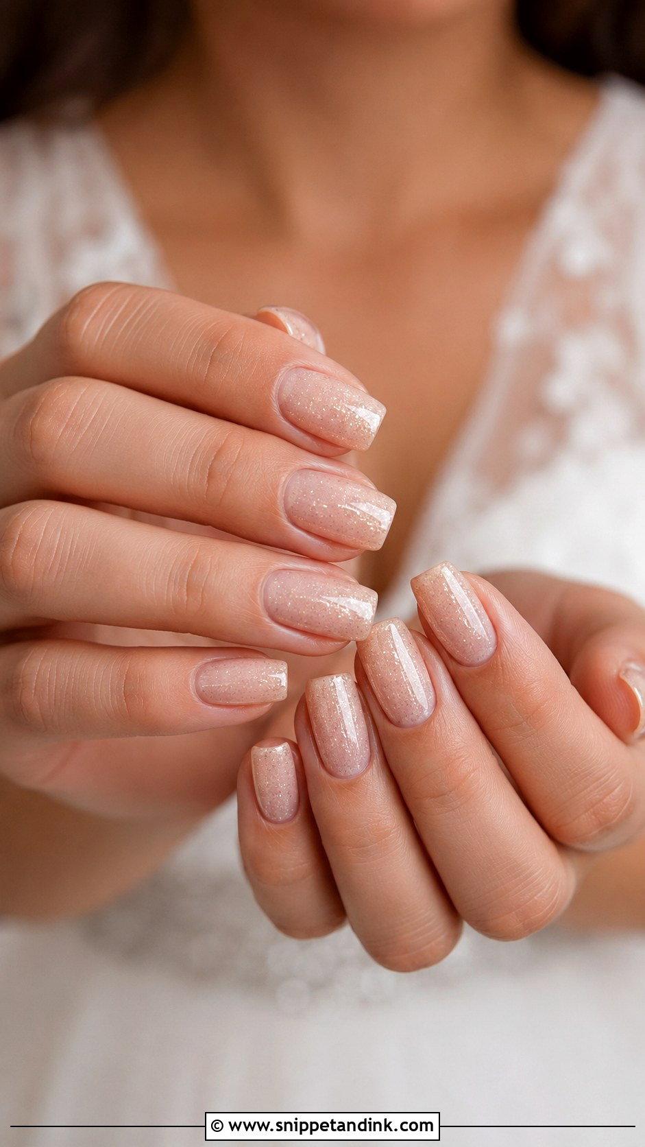 Nude Glitter Bridal Nails - Snippet and Ink - 20 Glitter Bridal Nails