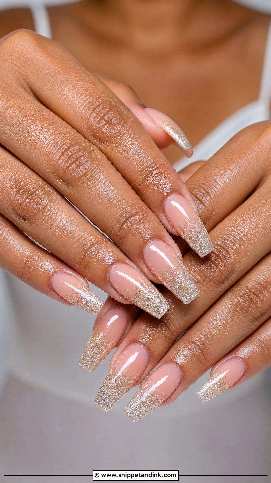 Nude Glitter Ombre Bridesmaid Nails - Snippet and Ink - 25 Bridesmaid Wedding Nails Design