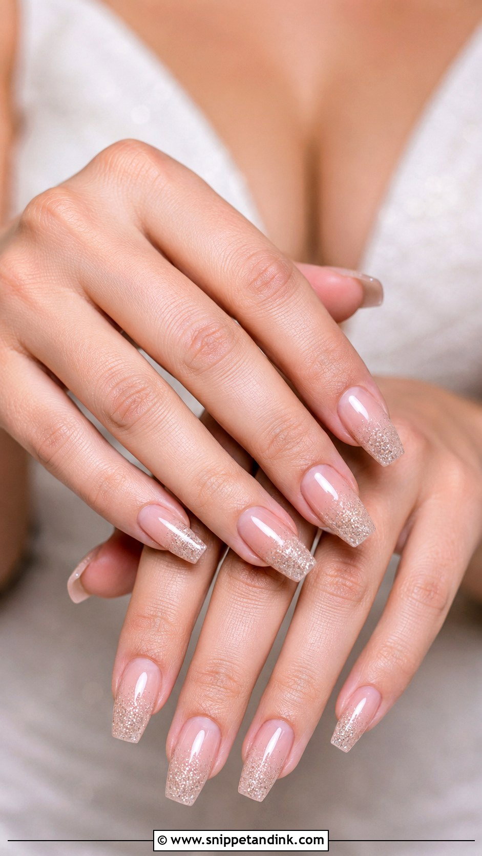 Nude Glitter Ombre Maid Of Honor Nails - Snippet and Ink - 20 Maid of Honor Nails Ideas Wedding Day