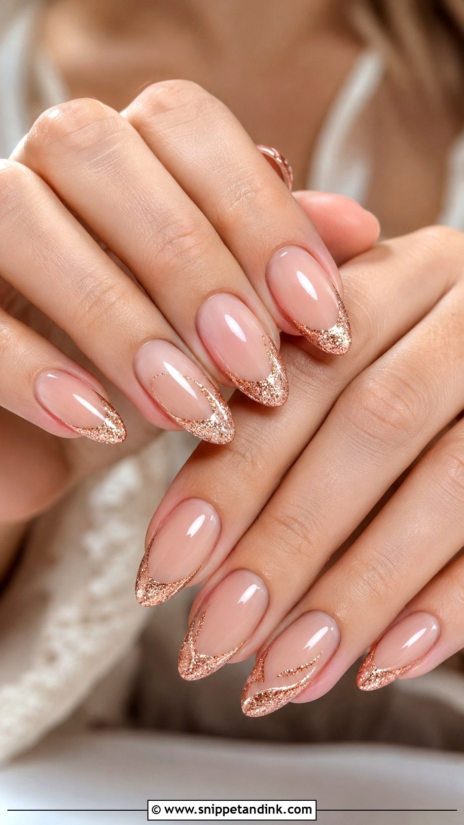 Nude Glitter Ombre Wedding Nails - Snippet and Ink - 20 Sparkly Wedding Nails