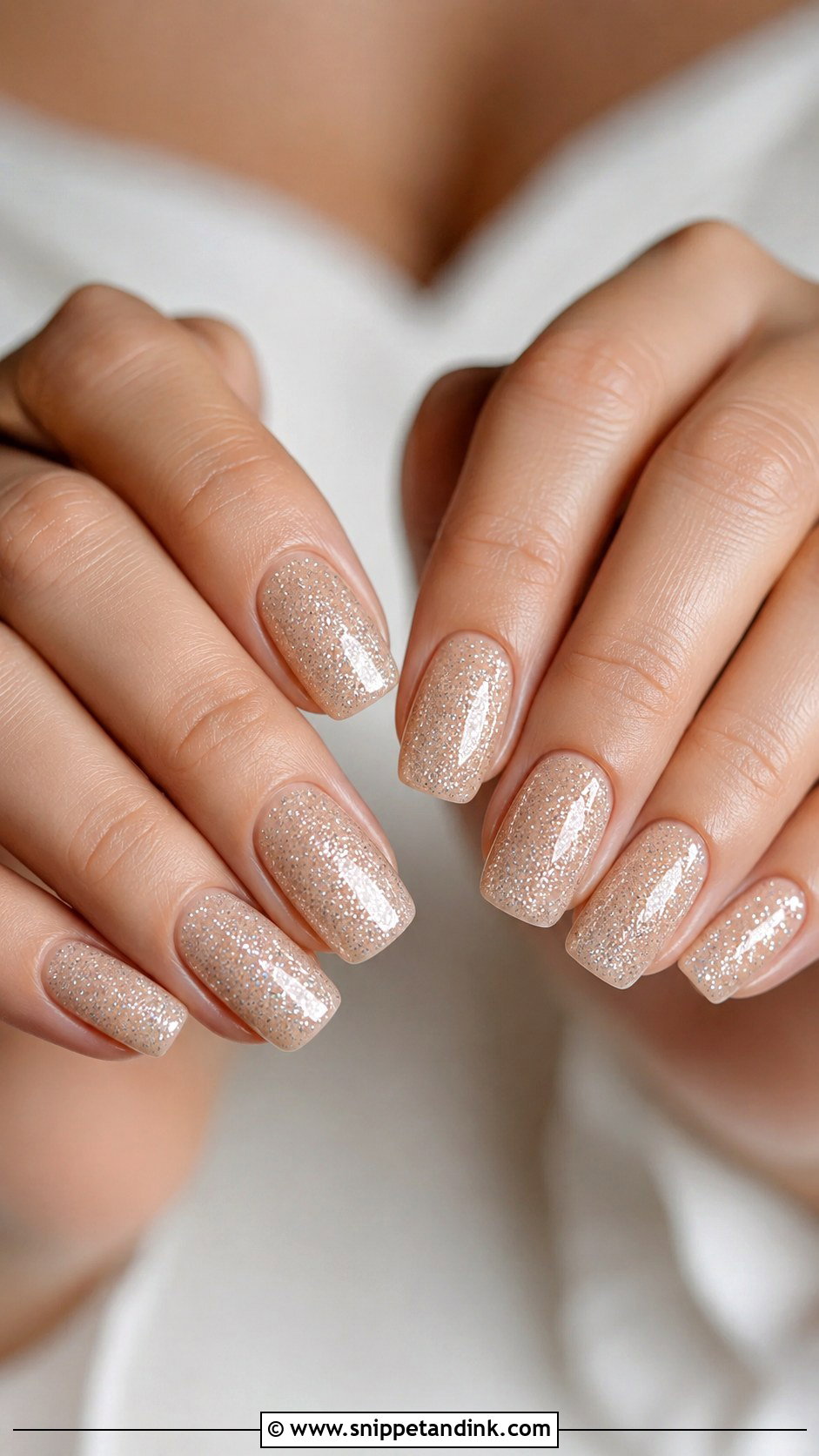 Nude Glitter Wedding Nails - Snippet and Ink - 20 Sparkle Wedding Nails