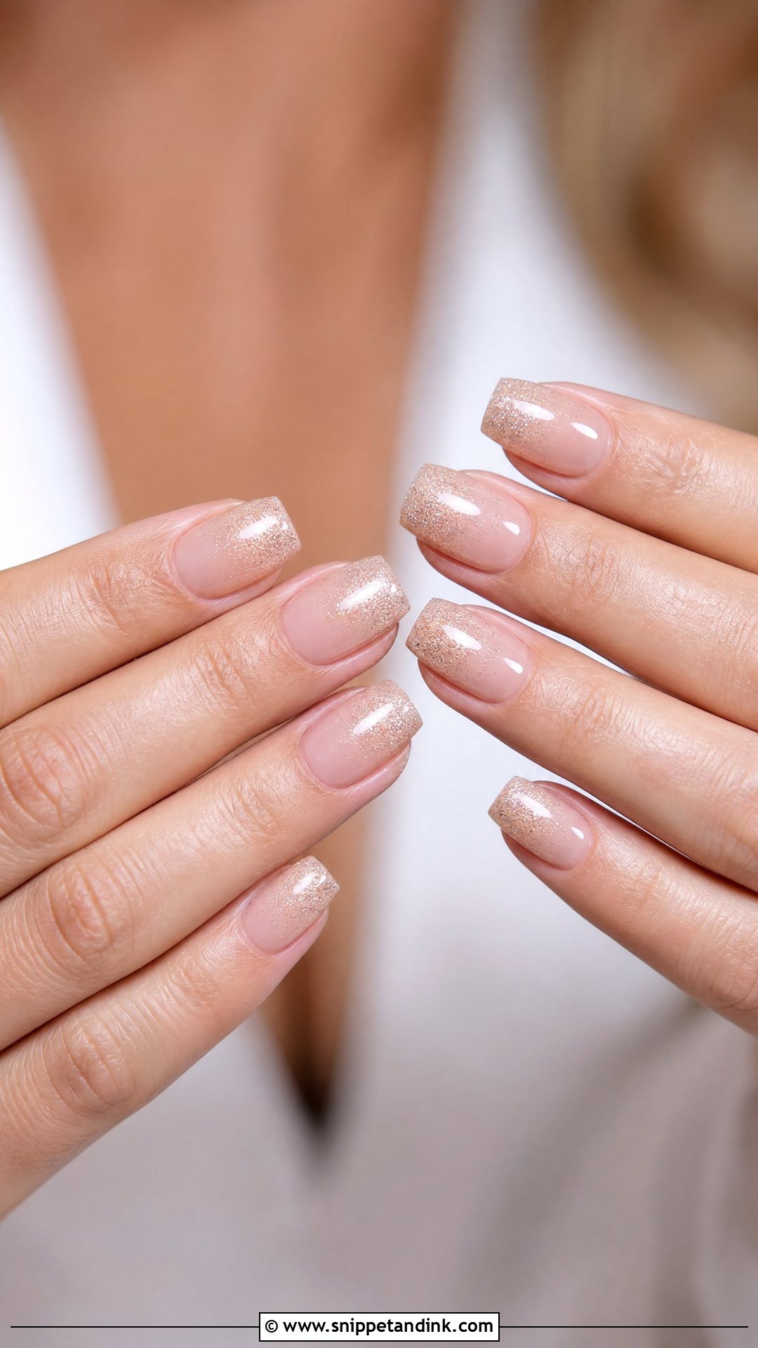 Nude Glitter Wedding Nails - Snippet and Ink - 25 Glitter Wedding Nails
