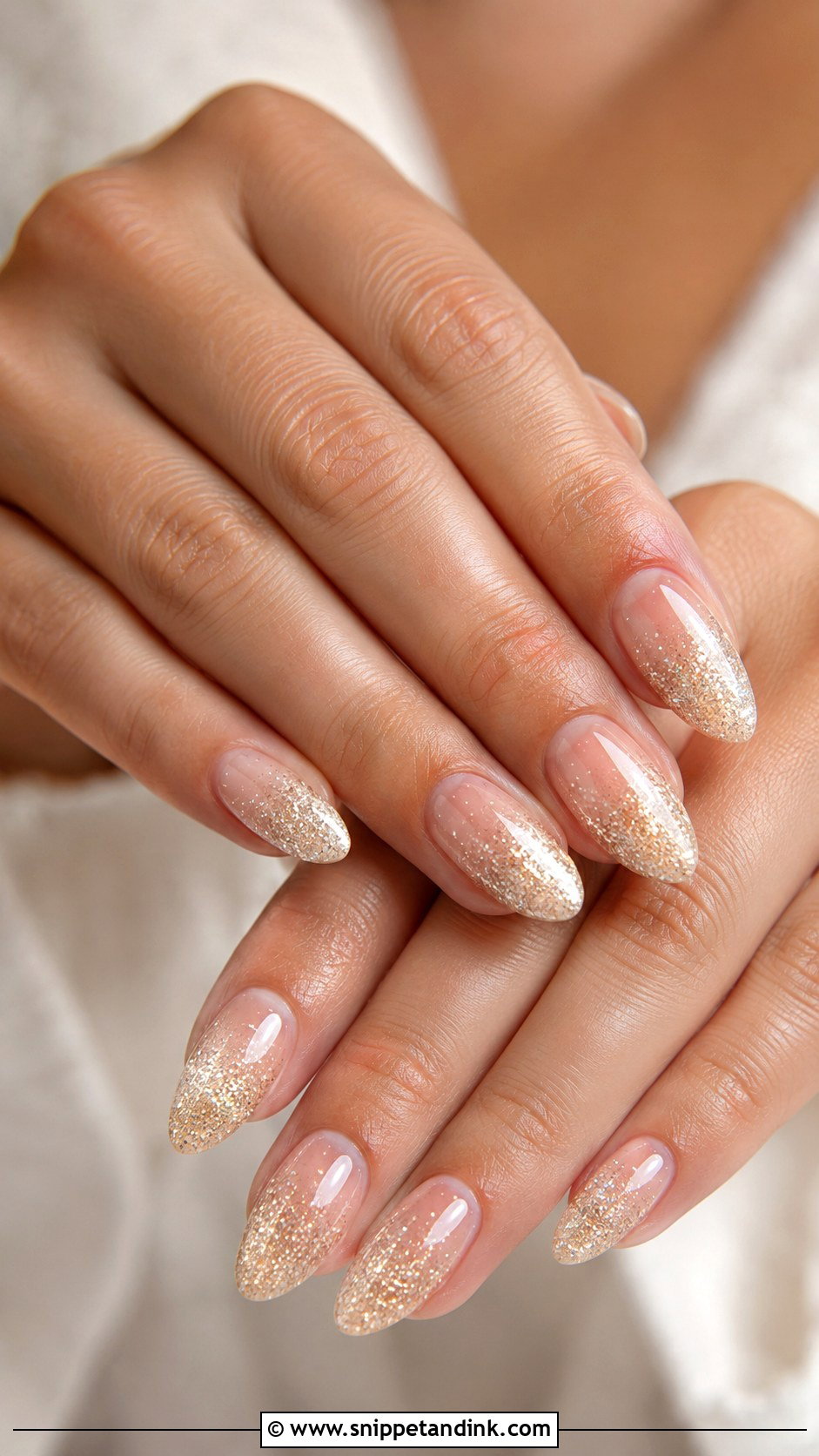 Nude Glitter Winter Bridal Nails - Snippet and Ink - 20 Winter Bridal Nails