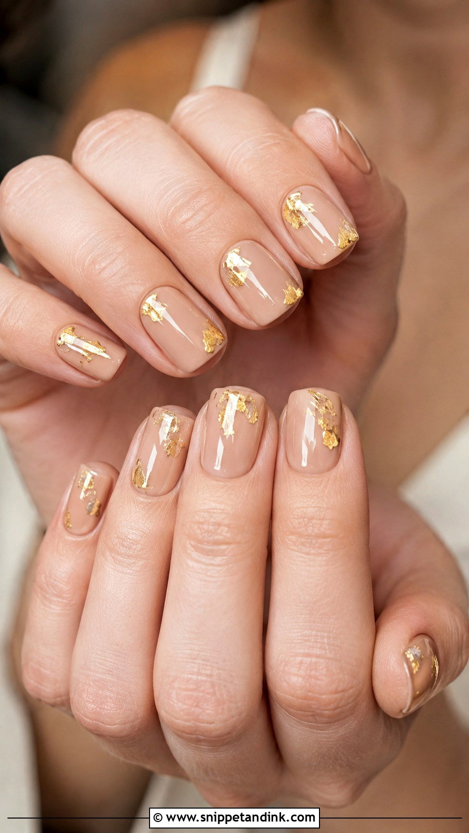 Nude Gold Foil October Wedding Nails - Snippet and Ink - 20 October Wedding Nails