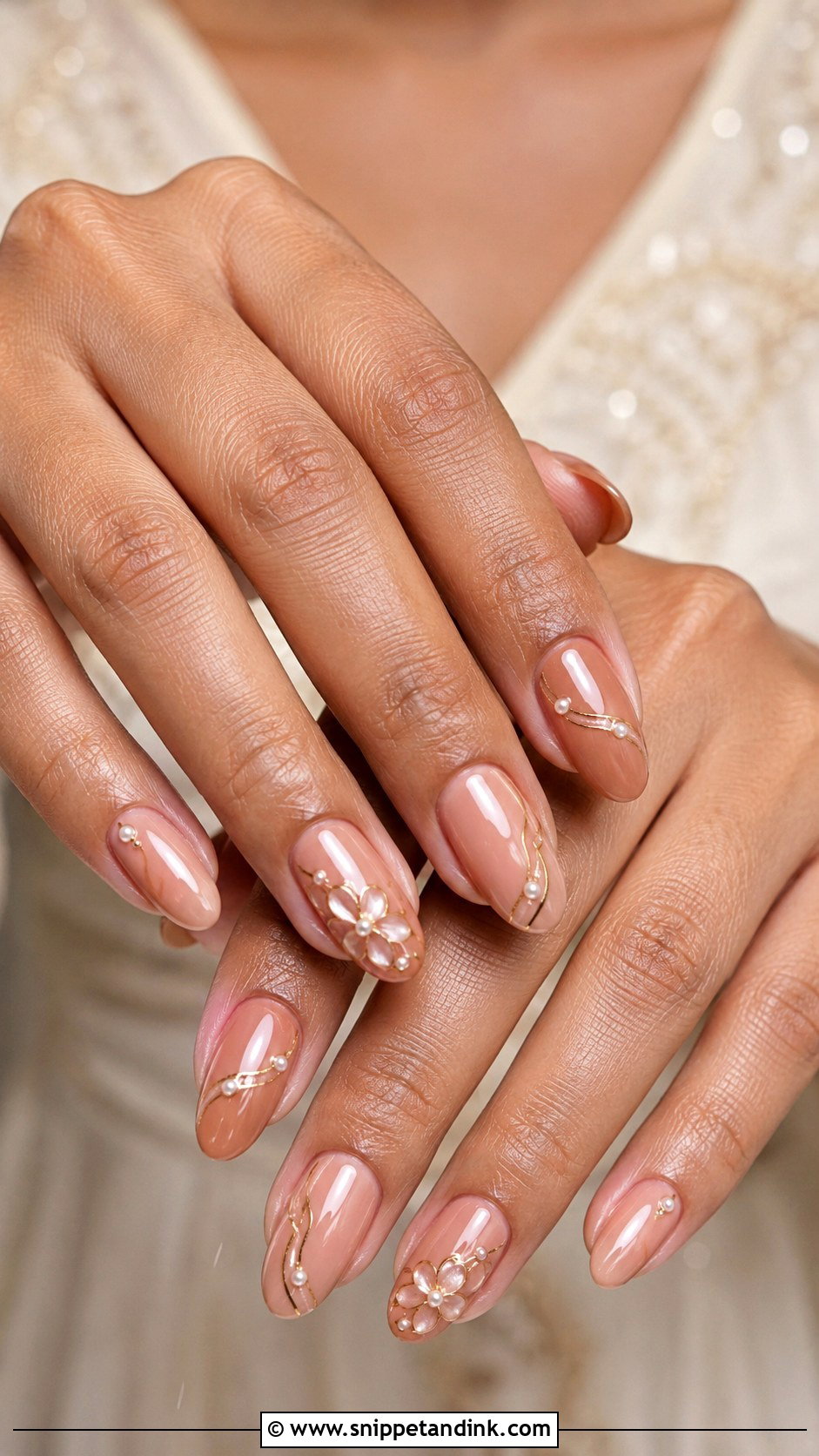 Nude Indian Bridal Nail Extensions - Snippet and Ink - 20 Indian Bridal Nail Extension Designs